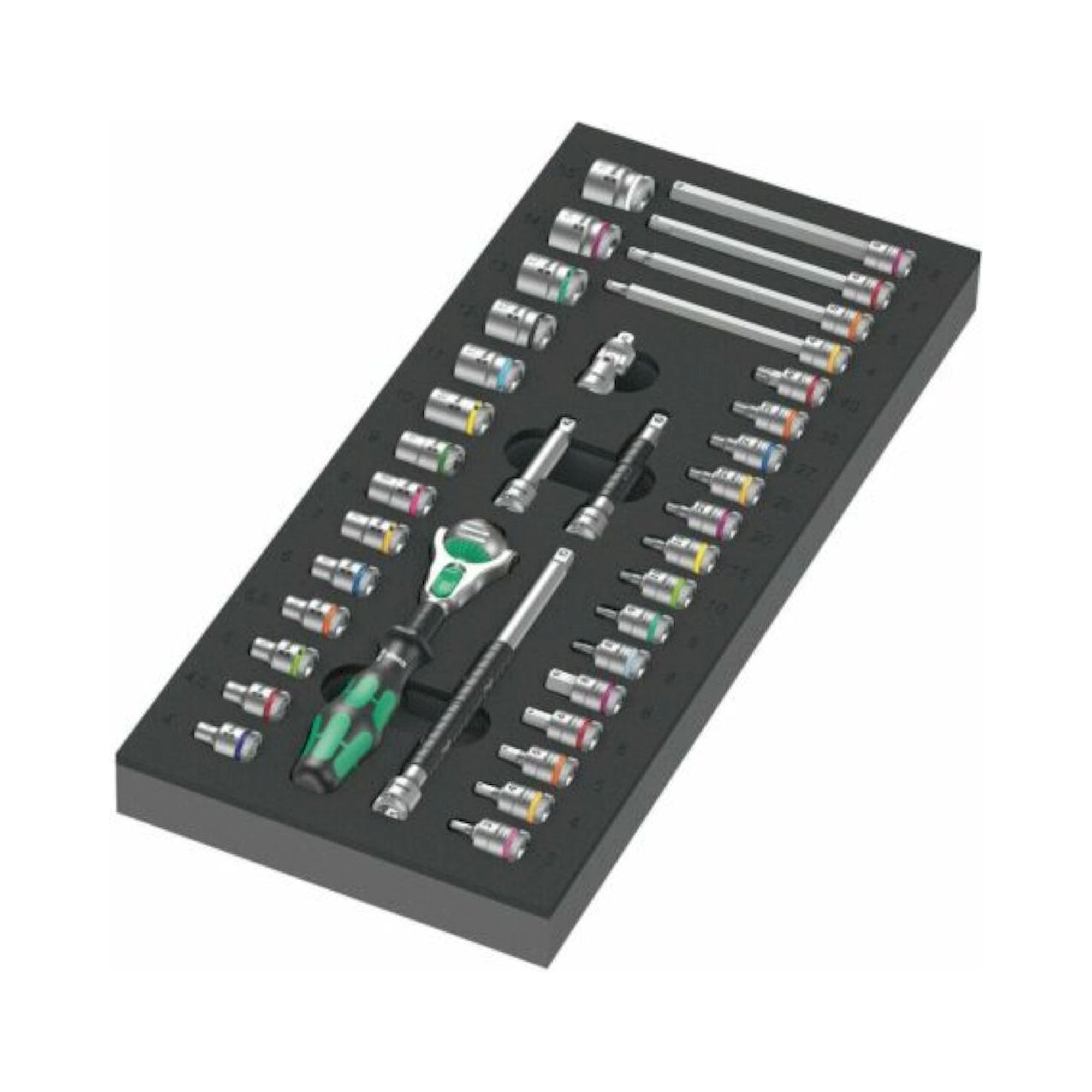 Wera 05150110001. Schaumstoffeinlage 8000 A Zyklop Knarre 1/4" Set 1, 37-teilig