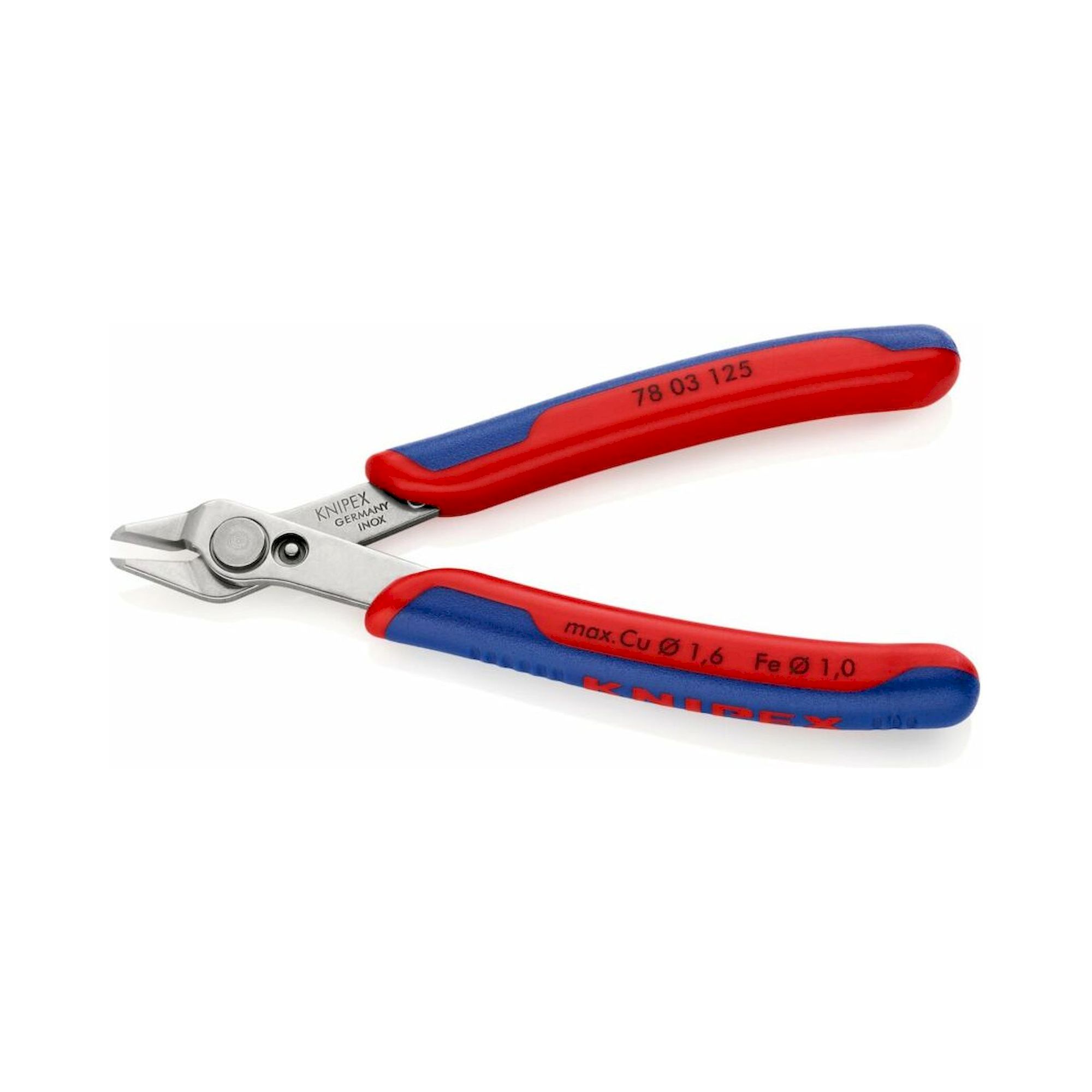 Knipex 78 03 125 SB. Electronic Super Knips® mit Öffnungsfeder, Mehrkomponenten-Hüllen, 125 mm (SB-Karte/Blister)