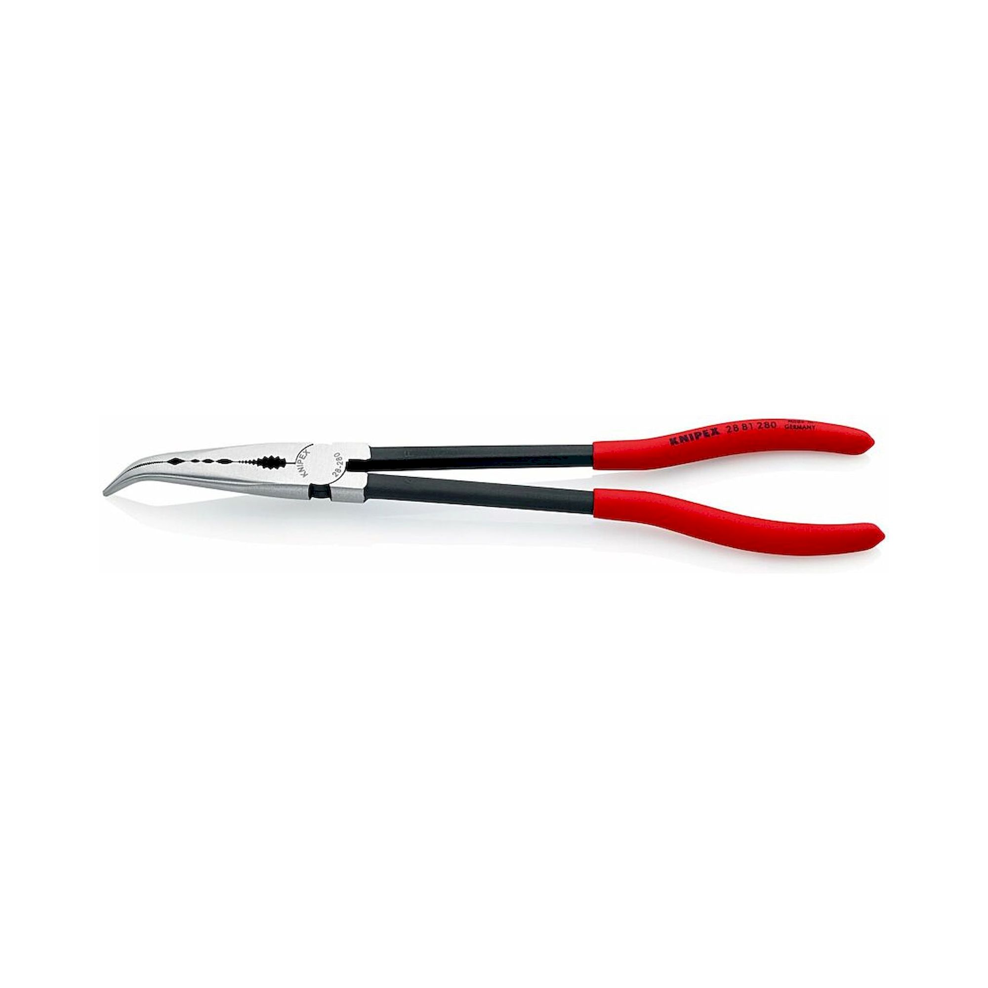 Knipex 28 81 280 SB. Montierzange mit Querprofilen mit Kunststoff überzogen, gebogen, schwarz atramentiert, 280 mm (SB-Karte/Blister)