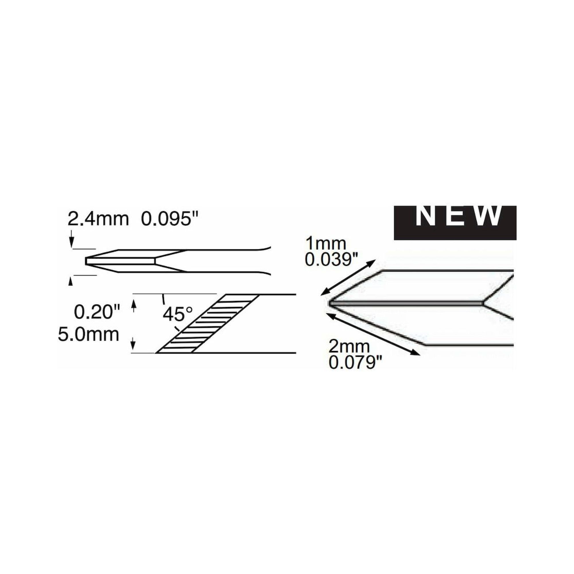 Oki SCV-DRK45A. Lötspitze SxV Serie, messerförmig 45°, 5x15,1 mm