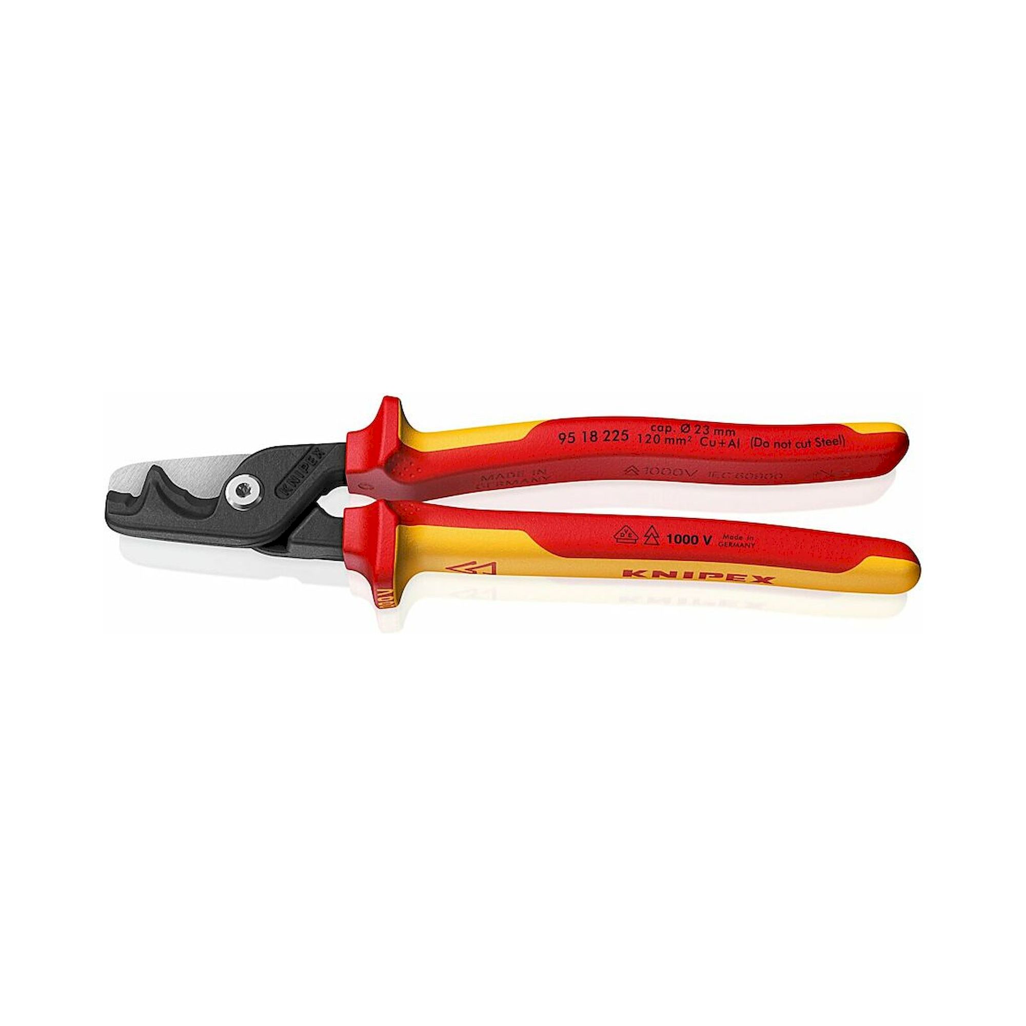 Knipex 95 18 225. StepCut XL Kabelschere mit Mehrkomponenten-Hülle, 225 mm