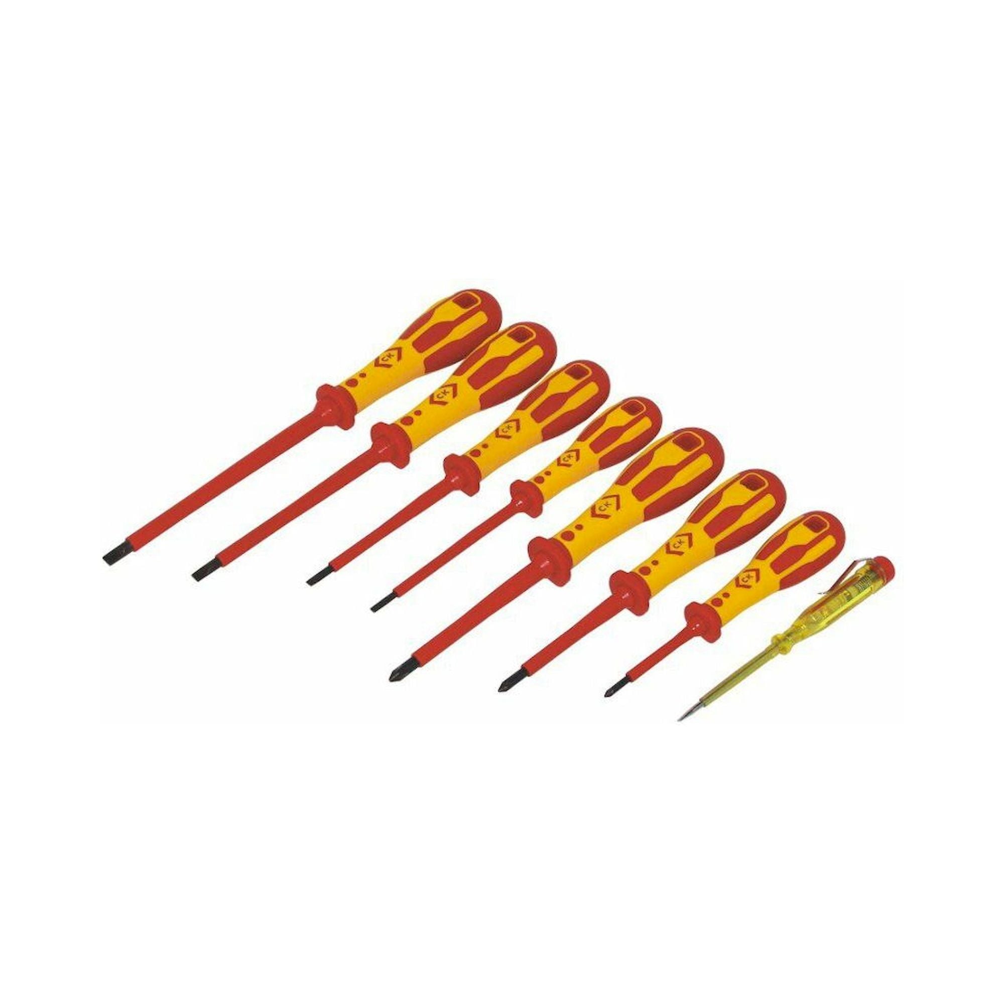 C.K T49193D. Dextro VDE Screwdriver set slotted / PZ, 8 pieces