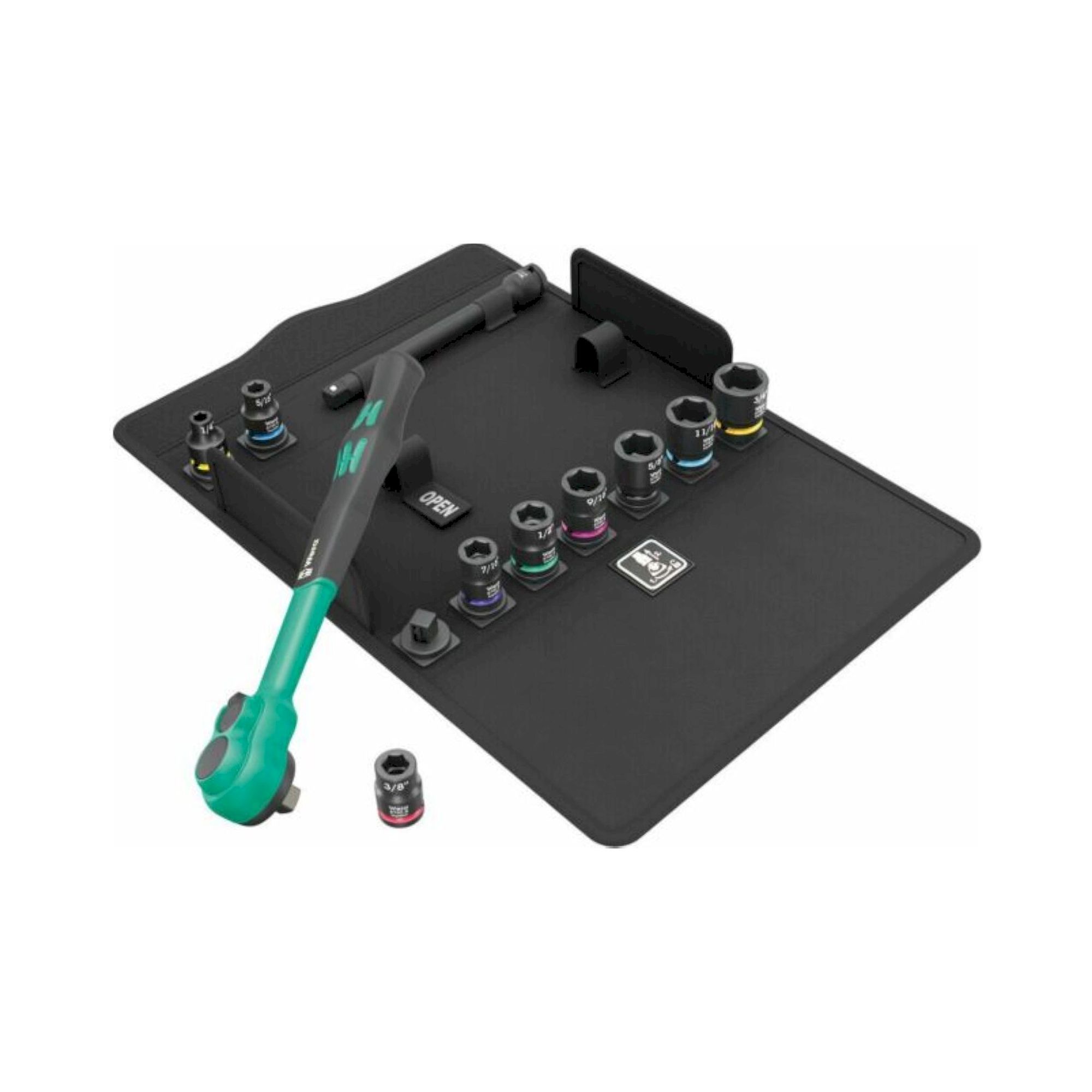Wera 05005531001. Comfort Knarrensatz, Umschalthebel, 3/8"-Antrieb, zöllig, 11-teilig