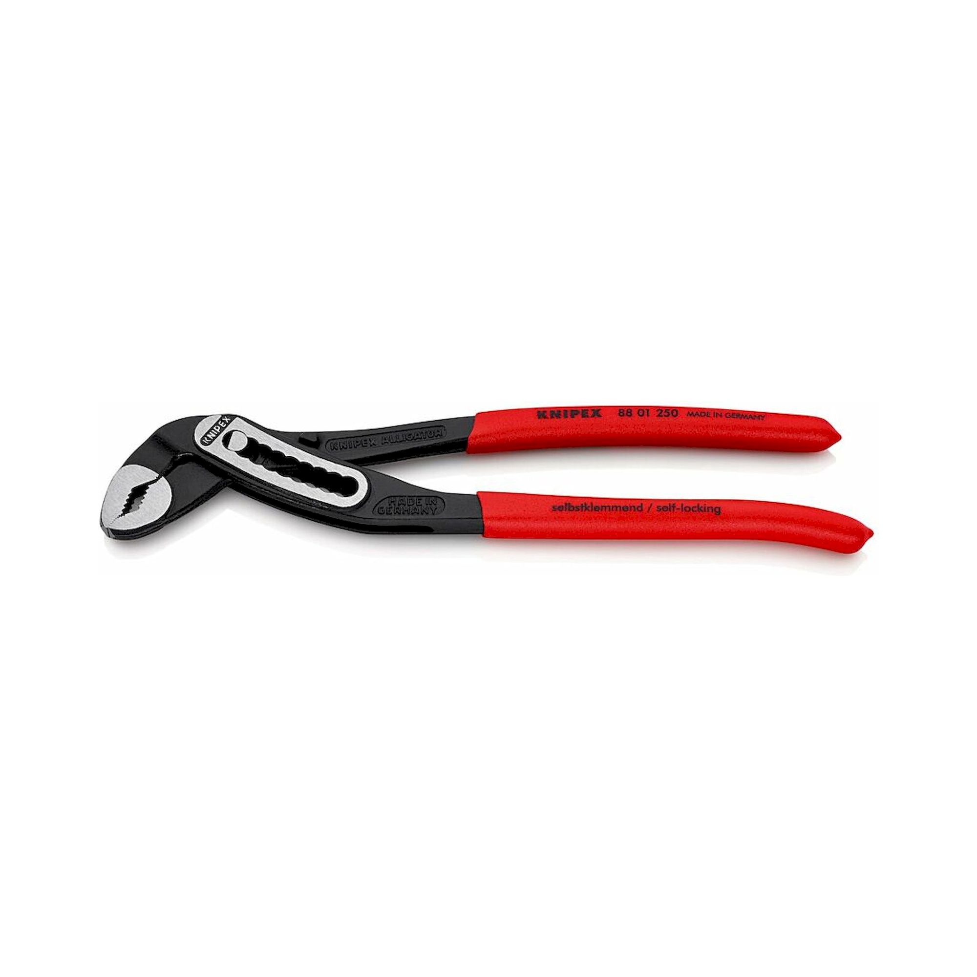 Knipex 88 01 250 SB. Alligator® Wasserpumpenzange mit rutschhemmendem Kunststoff überzogen, schwarz atramentiert, 250 mm (SB-Karte/Blister)
