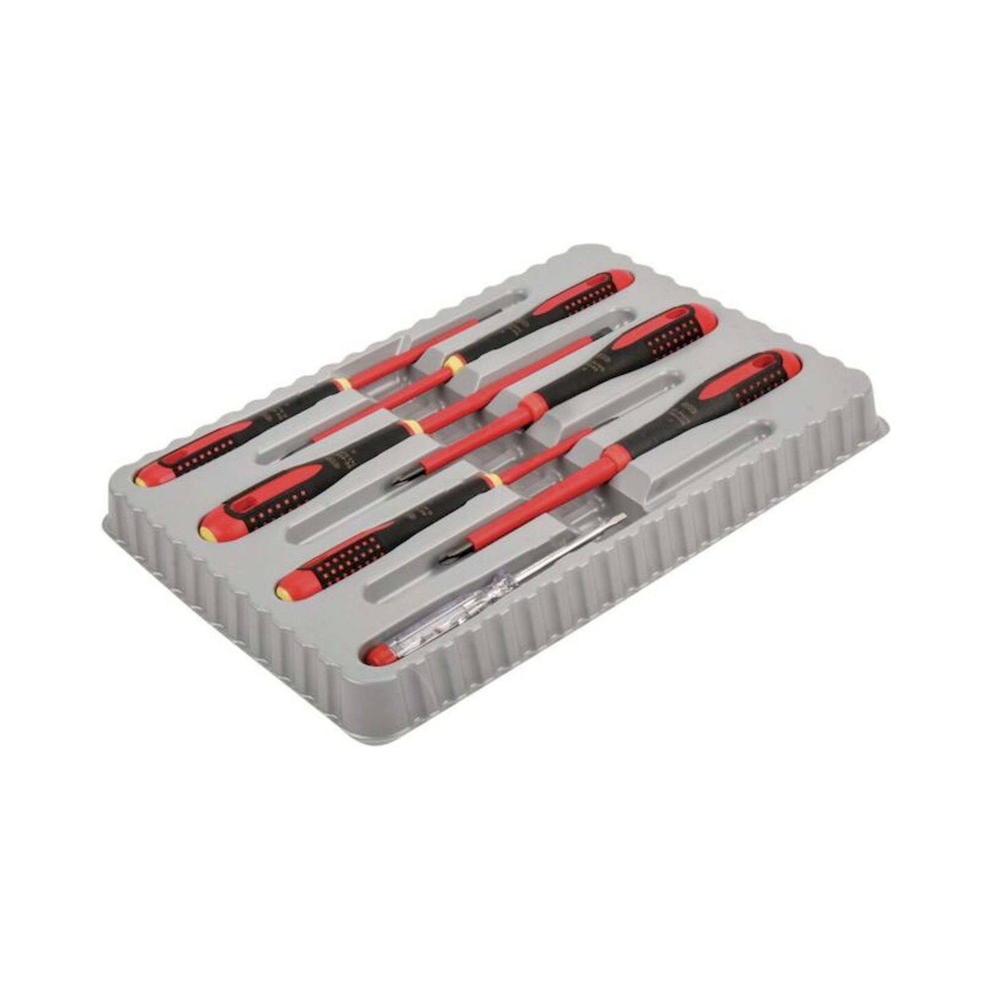 Bahco BE-9887S. Satz gemäß VDE isolierte ERGO™-Schraubendreher mit 3-Komponenten-Griff für Schlitz- und Phillips-Schrauben, 7-teilig