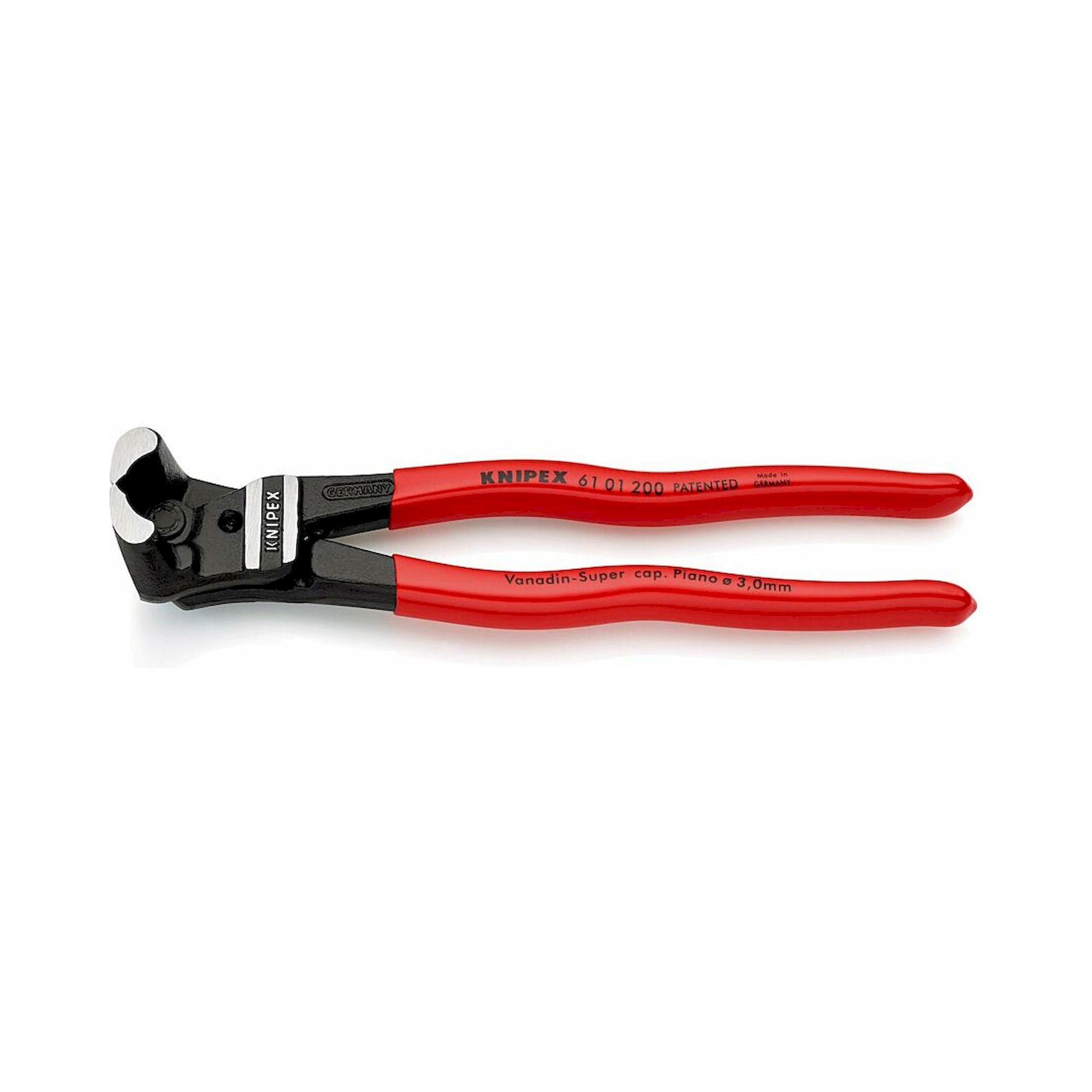 Knipex 61 01 200 SB. Bolzen-Vornschneider hochübersetzt mit Kunststoff überzogen, schwarz atramentiert, 200 mm (SB-Karte/Blister)