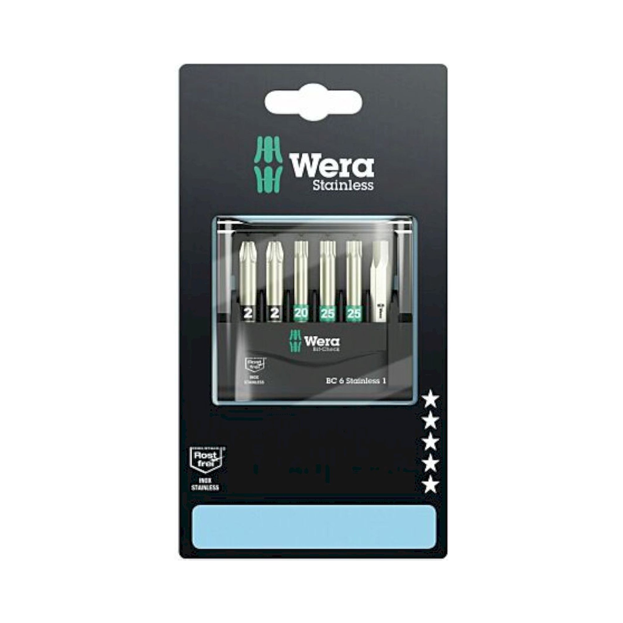 Wera 05073634001. Bit-Check 6 Stainless 1 SB, 6-teilig