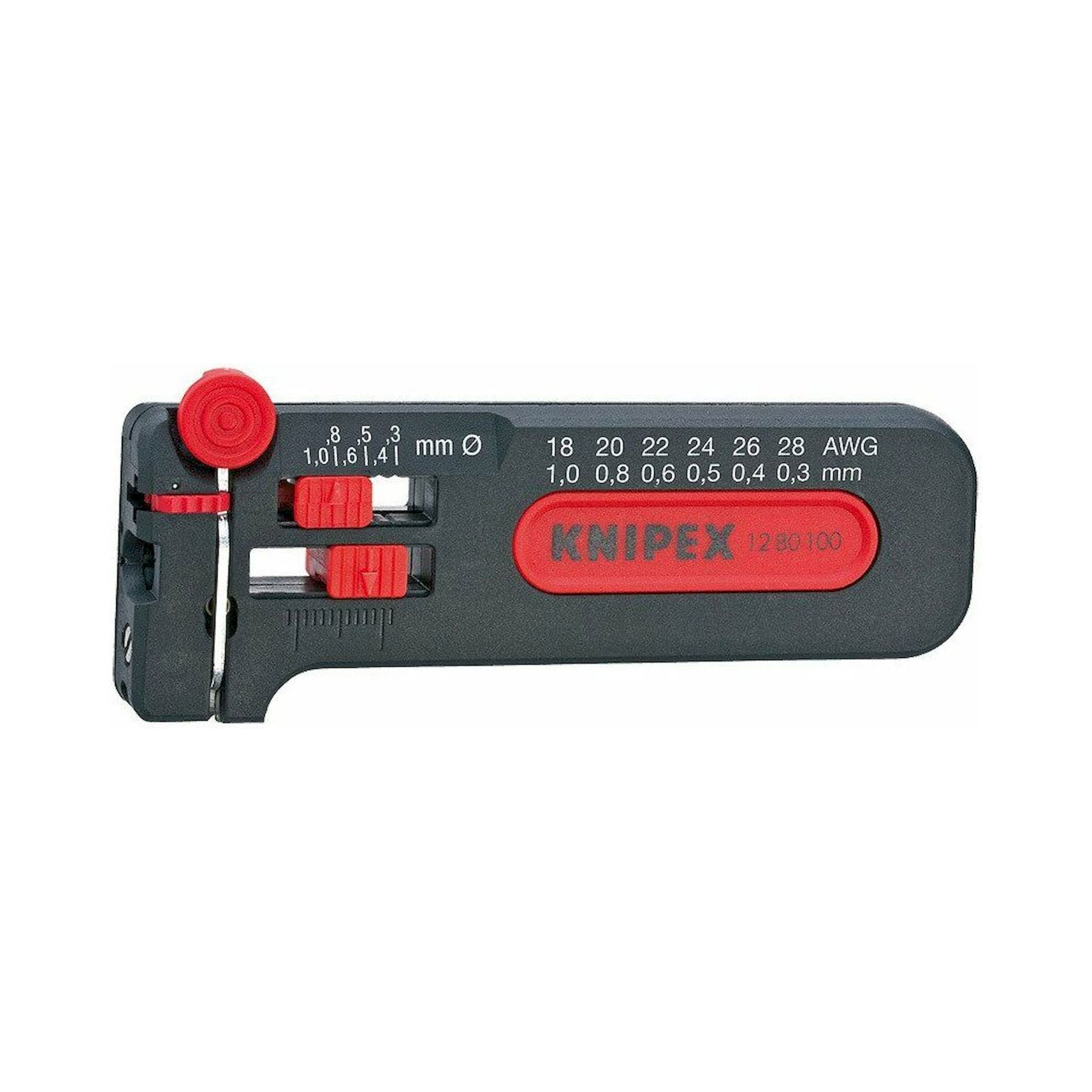 Knipex 12 80 100 SB. Mini stripper, 0.3 – 1.0 mm, sales packaging