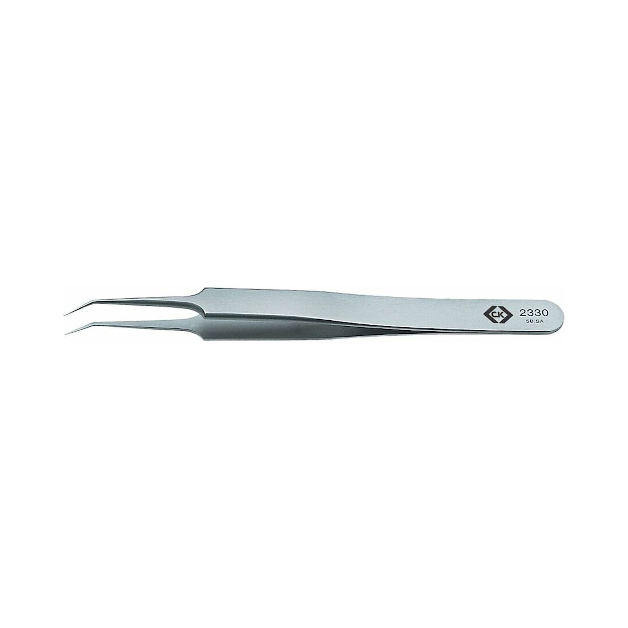 C.K T2330. Precision tweezers, angled, type 5B.SA, 110 mm