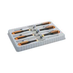 Bahco BE-9882TB. Ergo-Set Screwdriver for slotted, Pozidriv and hexagon socket screws with continuous hexagon blade and impact-resistant handle, 6 pieces