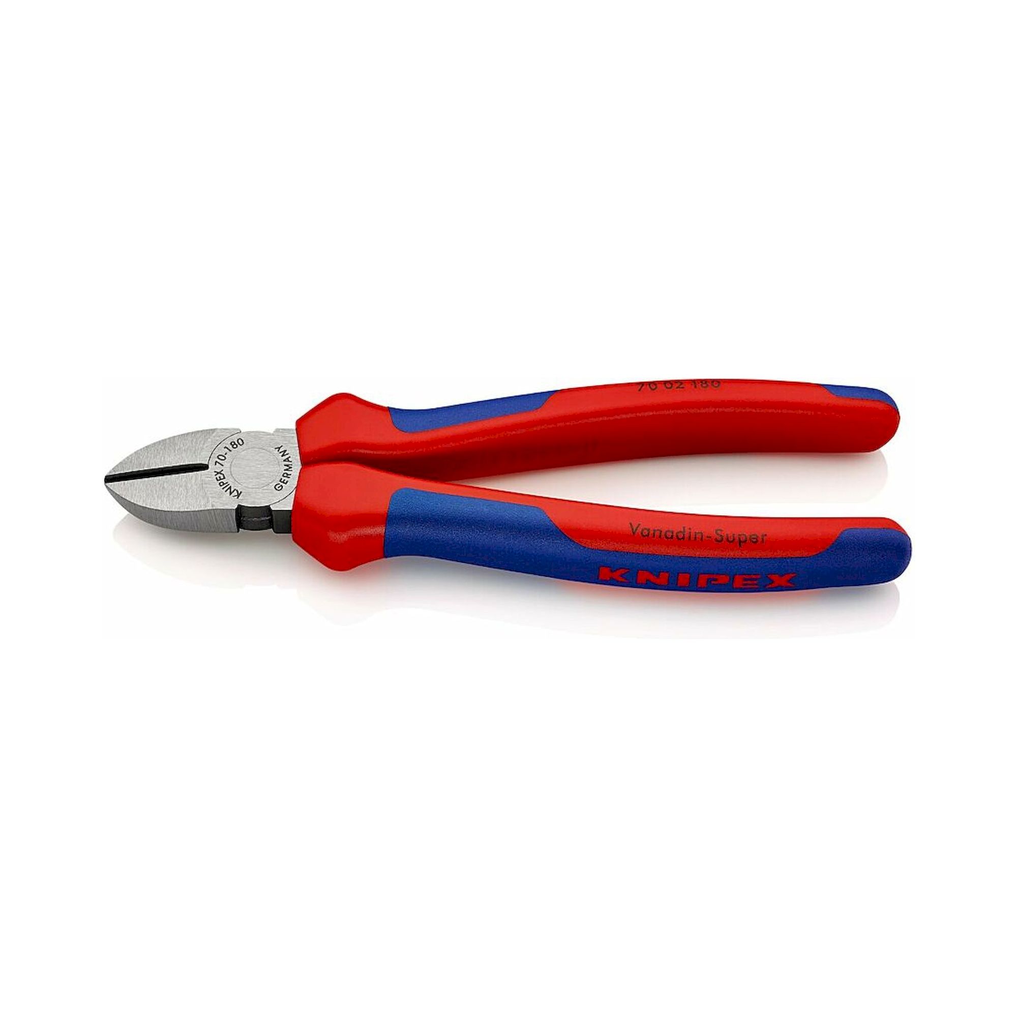 Knipex 70 02 180 SB. Seitenschneider mit Mehrkomponenten-Hüllen, schwarz atramentiert, 180 mm (SB-Karte/Blister)