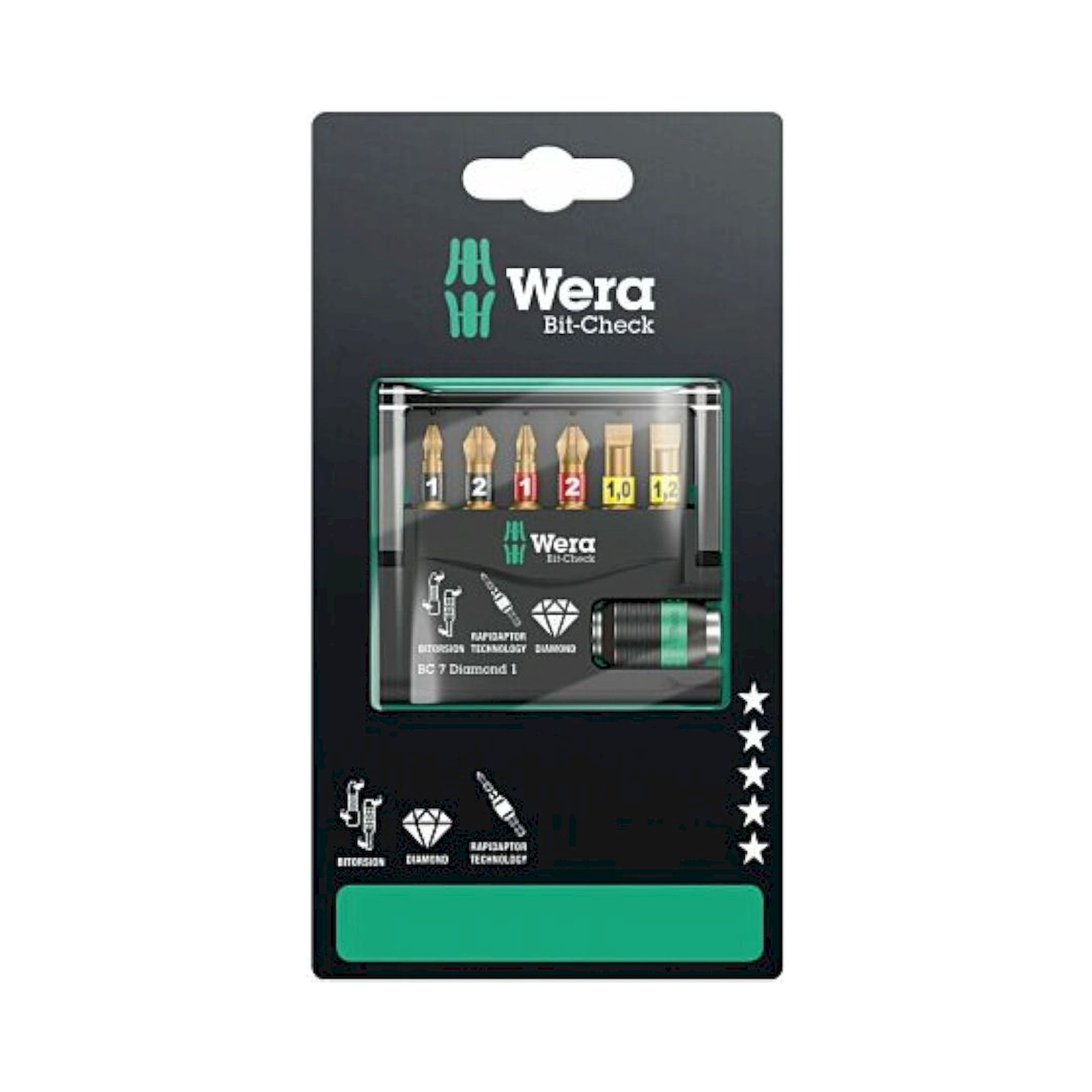 Wera 05073419001. Bit-Check 7 Diamond 1 SB, 7-teilig