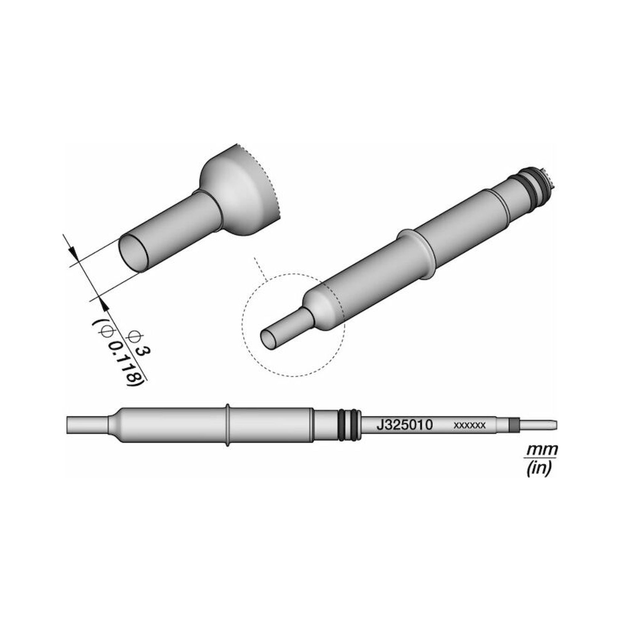JBC J325010. Heizelement für JNA Heißluftstation Ø 3 mm