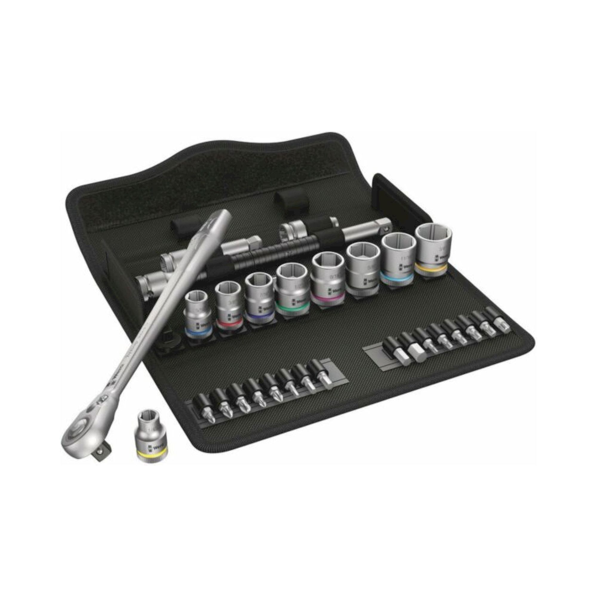 Wera 05004051001. Metal-Knarrensatz, Umschalthebel, 3/8"-Antrieb, zöllig, 29-teilig