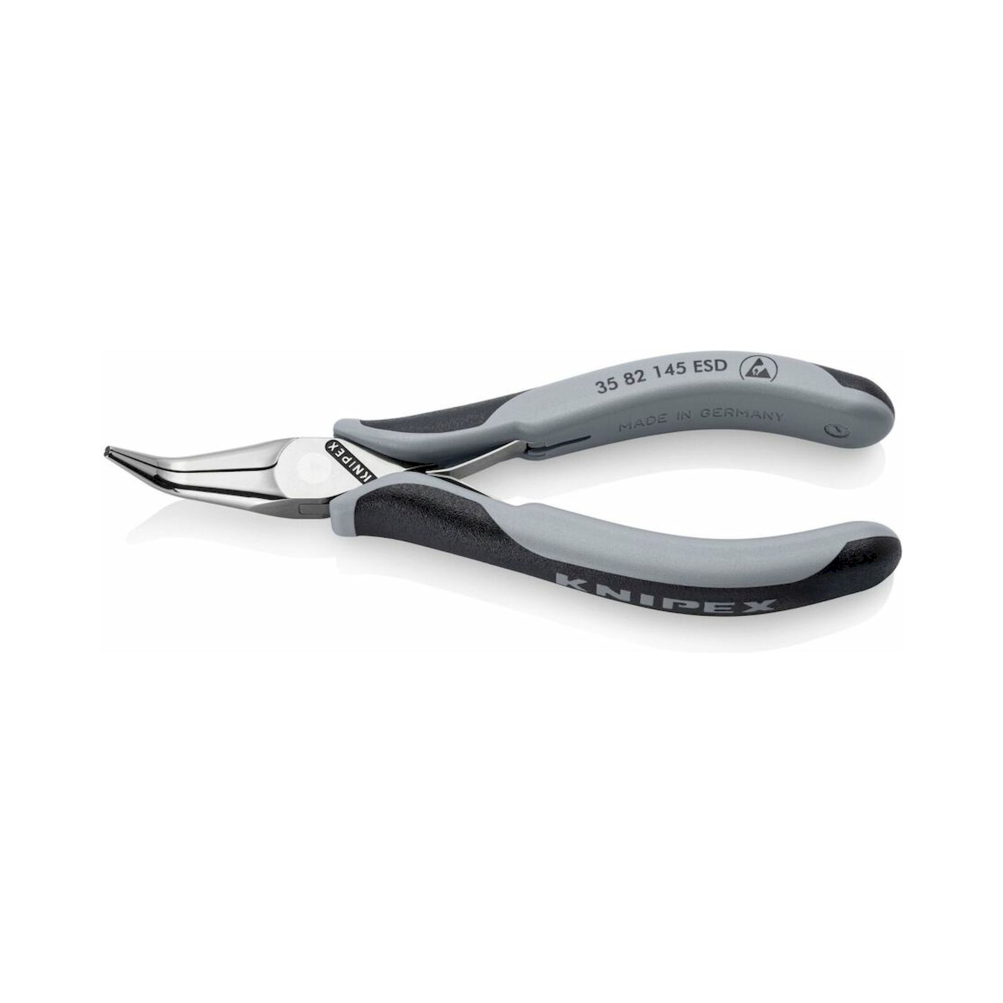 Knipex 35 82 145 ESD. ESD Elektronik-Greifzange, 45° gewinkelte flach-runde Backen