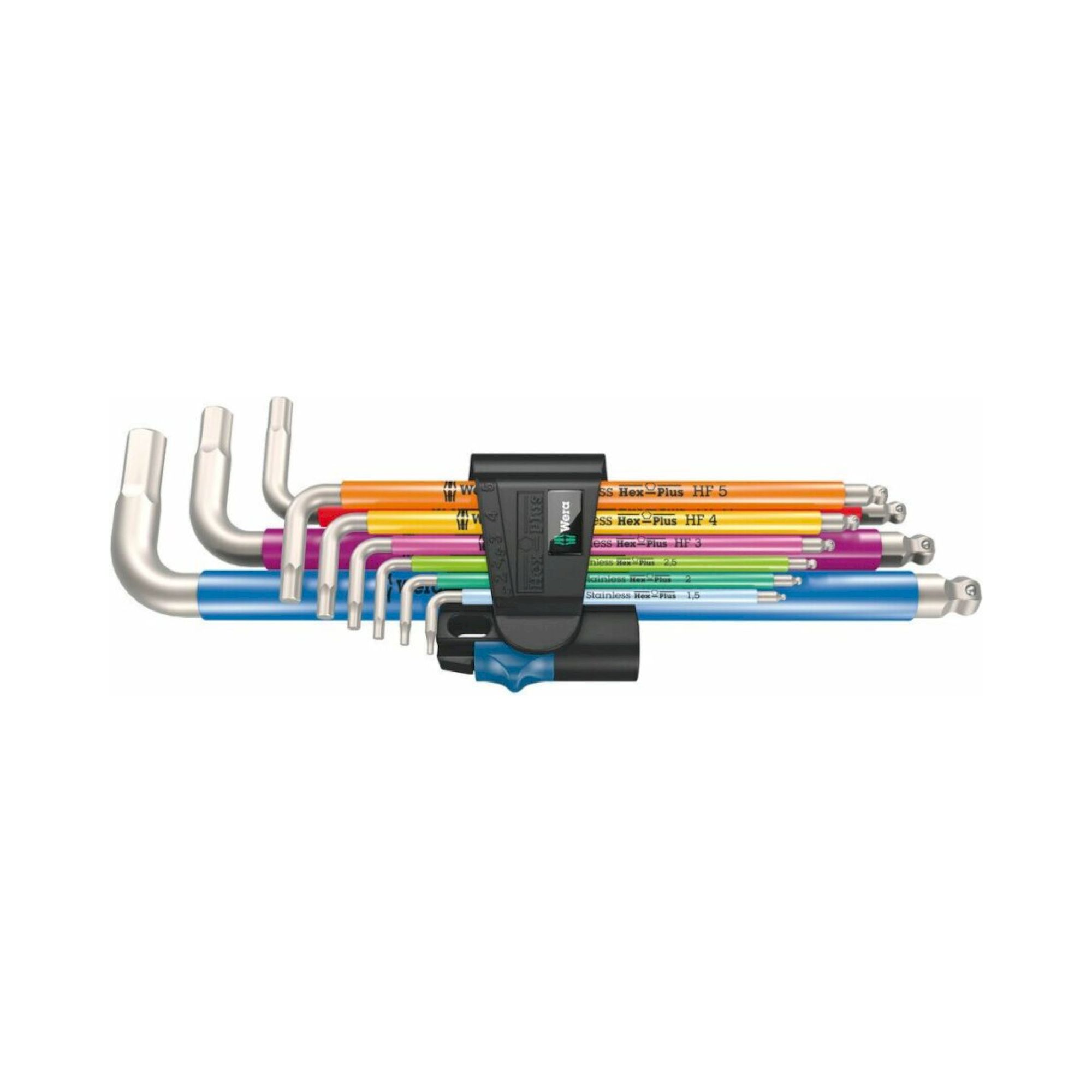 Wera 05022699001. Winkelschlüsselsatz, metrisch, Edelstahl, mit Haltefunktion, 9-teilig