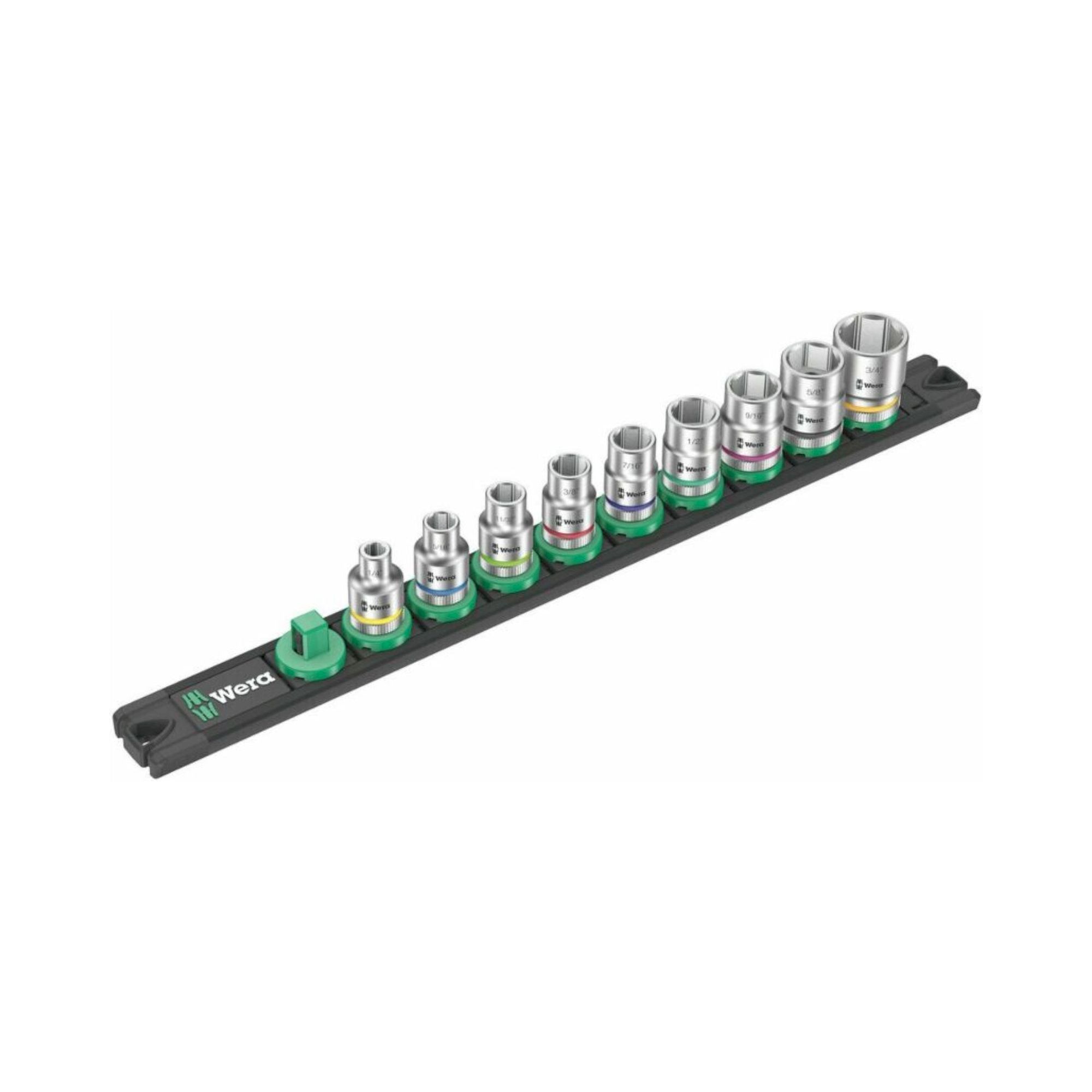 Wera 05005450001. Nuss-Magnetleiste B Imperial 1 Zyklop Steckschlüsseleinsatz-Satz, 3/8"-Antrieb, zöllig, 9-teilig