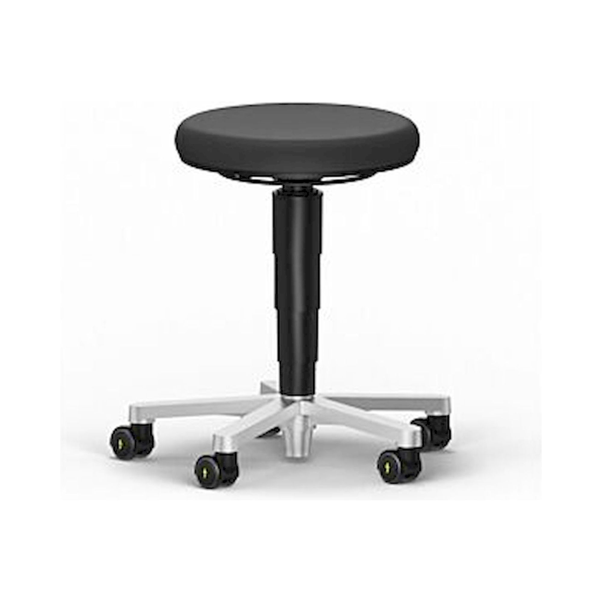 Bimos 9463E-2000D. ESD Hocker 2, mit Rollen, Integralschaum schwarz, Farbring schwarz
