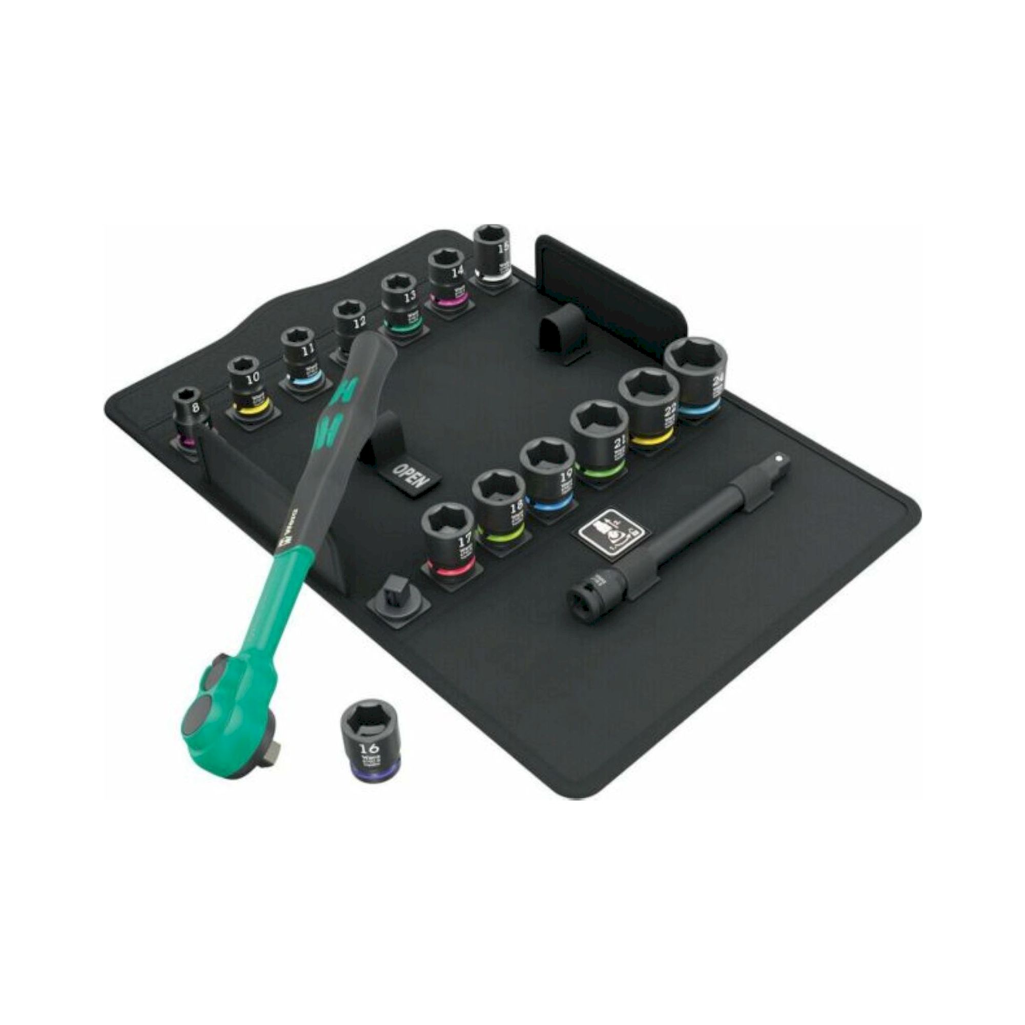 Wera 05005530001. Comfort Knarrensatz, Umschalthebel, 3/8"-Antrieb, metrisch, 16-teilig