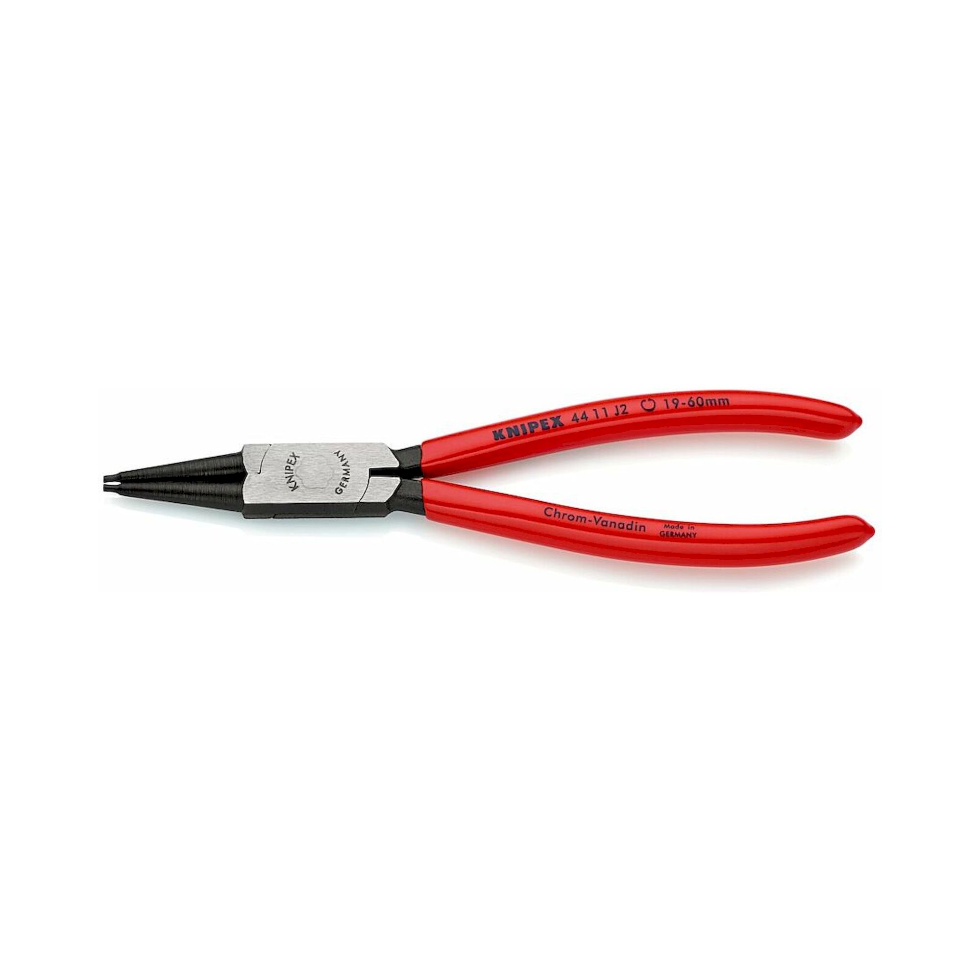 Knipex 44 11 J2 SB. Sicherungsringzange für Innenringe in Bohrungen mit Kunststoff überzogen, schwarz atramentiert, 180 mm (SB-Karte/Blister)