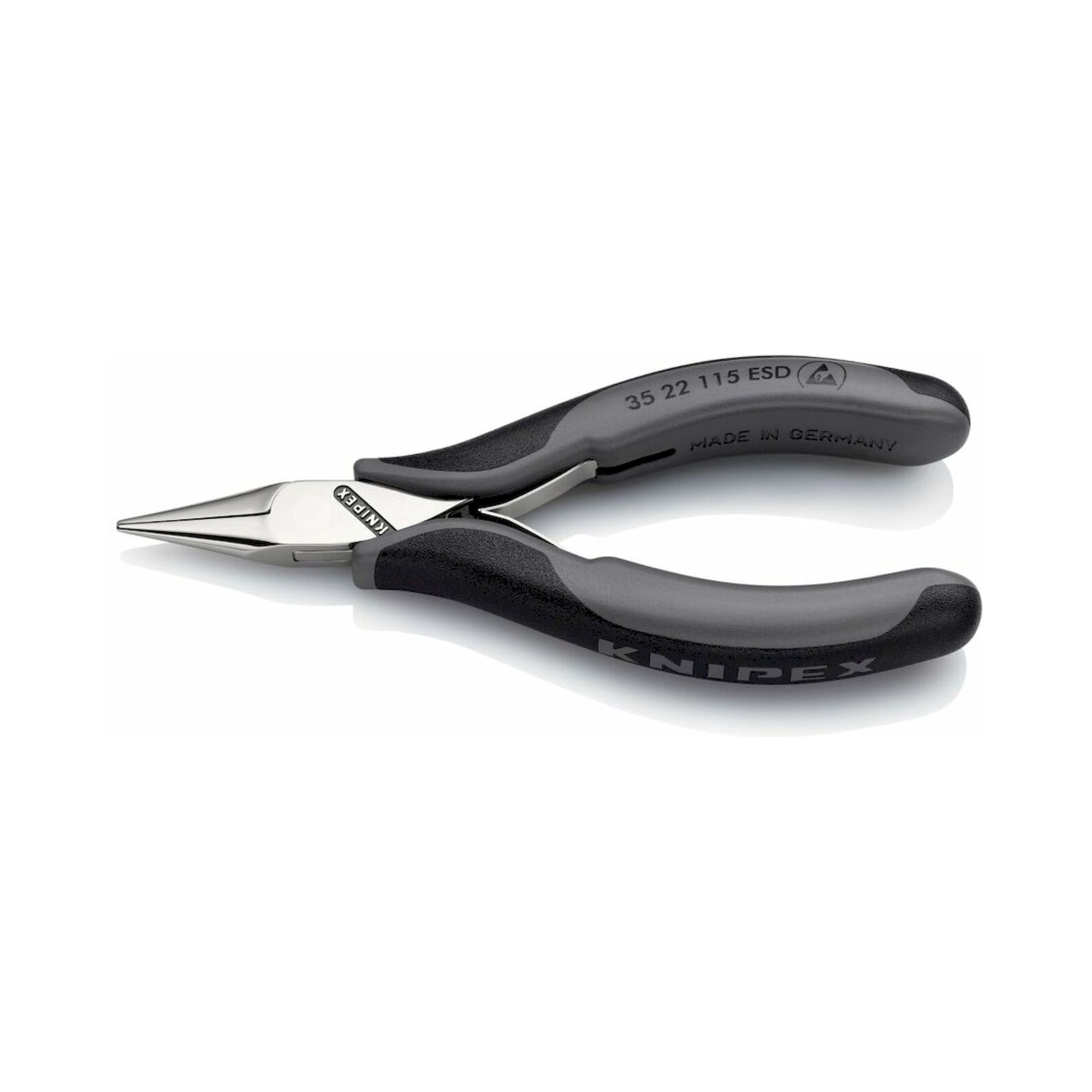 Knipex 35 22 115 ESDSB. Elektronik-Greifzange ESD mit Mehrkomponenten-Hüllen 115 mm (SB-Karte/Blister)