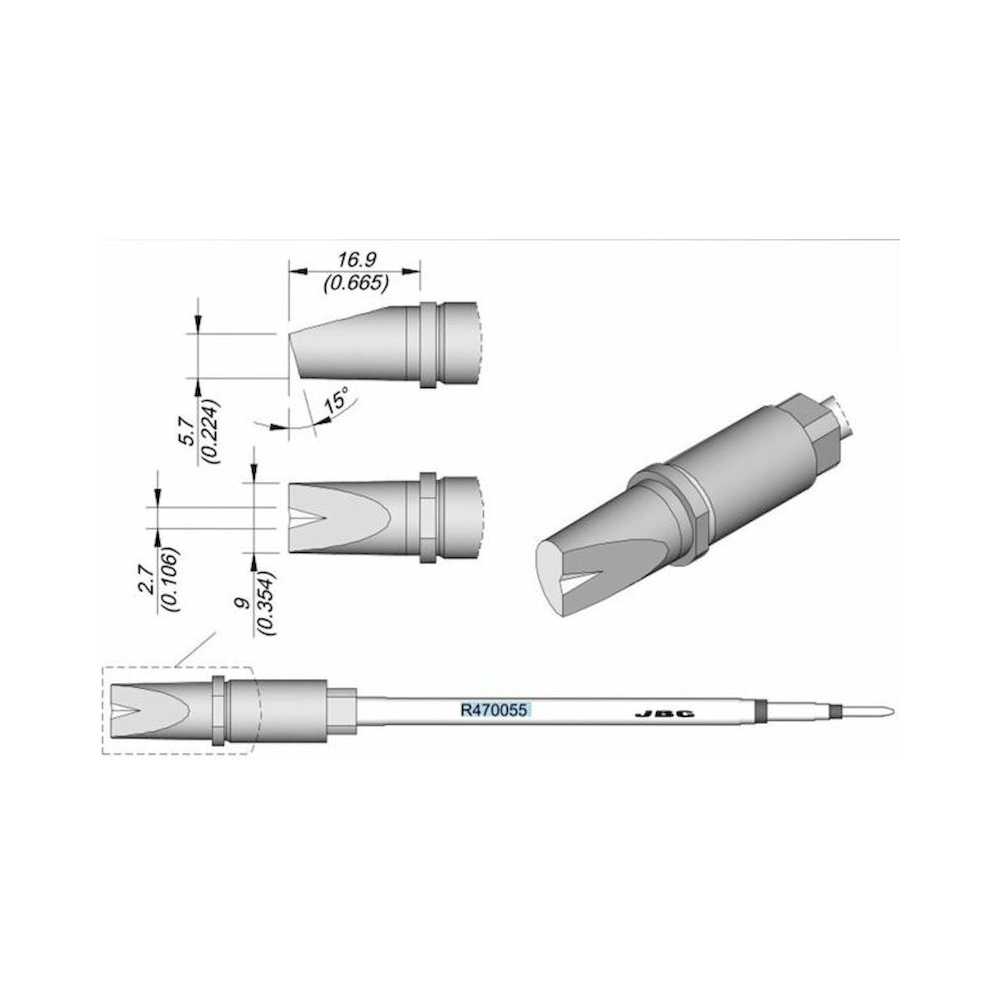  JBC R470055. Lötspitze R470, Meißel, 9 x 2,7 mm, R470055