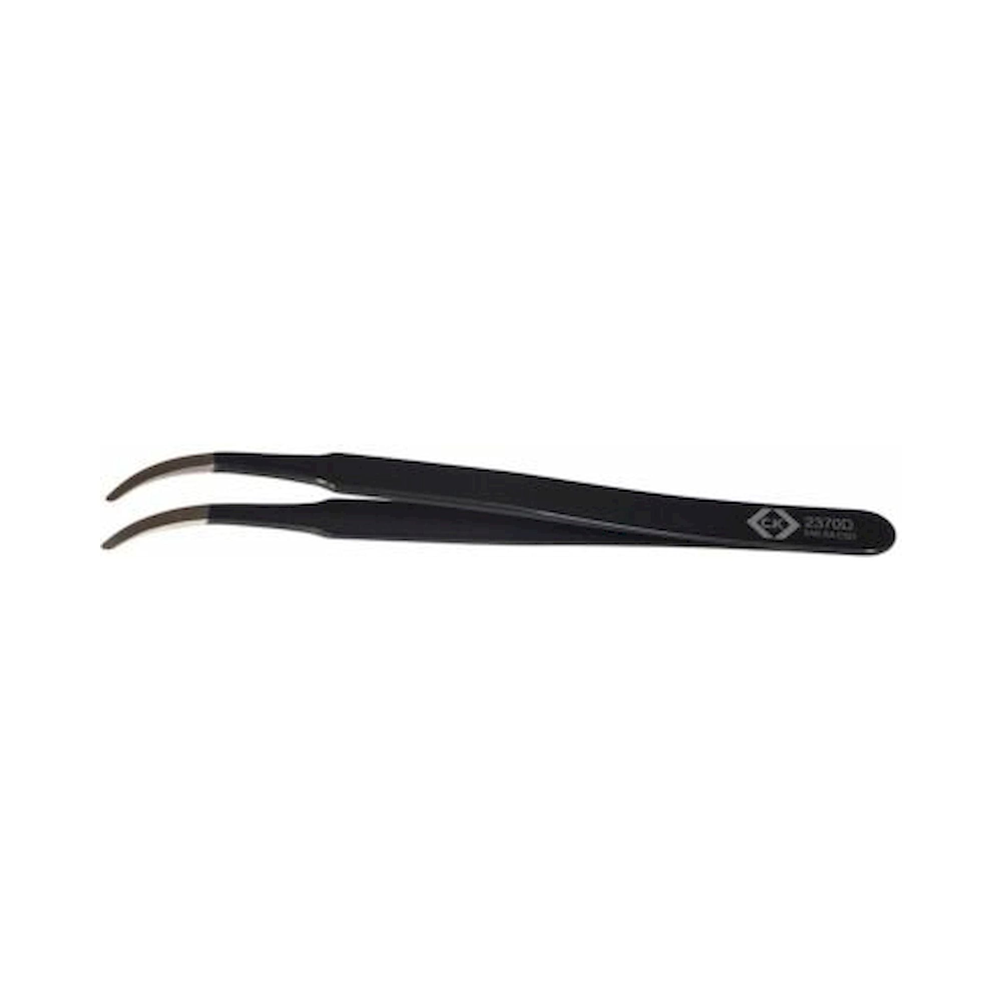 C.K T2370D. ESD placement tweezers, curved, type 2AB.SA ESD, 117 mm