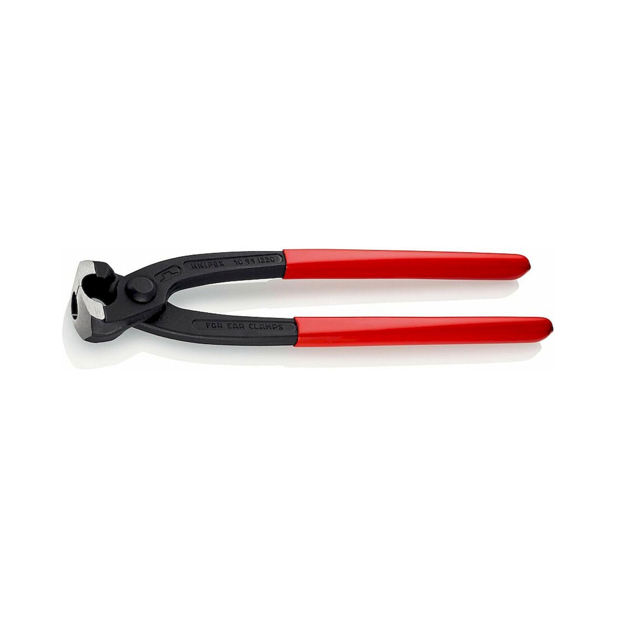 Knipex 10 99 I220 SB. Ohrklemmenzange mit Seitenpressung und Kunststoff überzogen, schwarz atramentiert, 220 mm (SB-Karte/Blister)