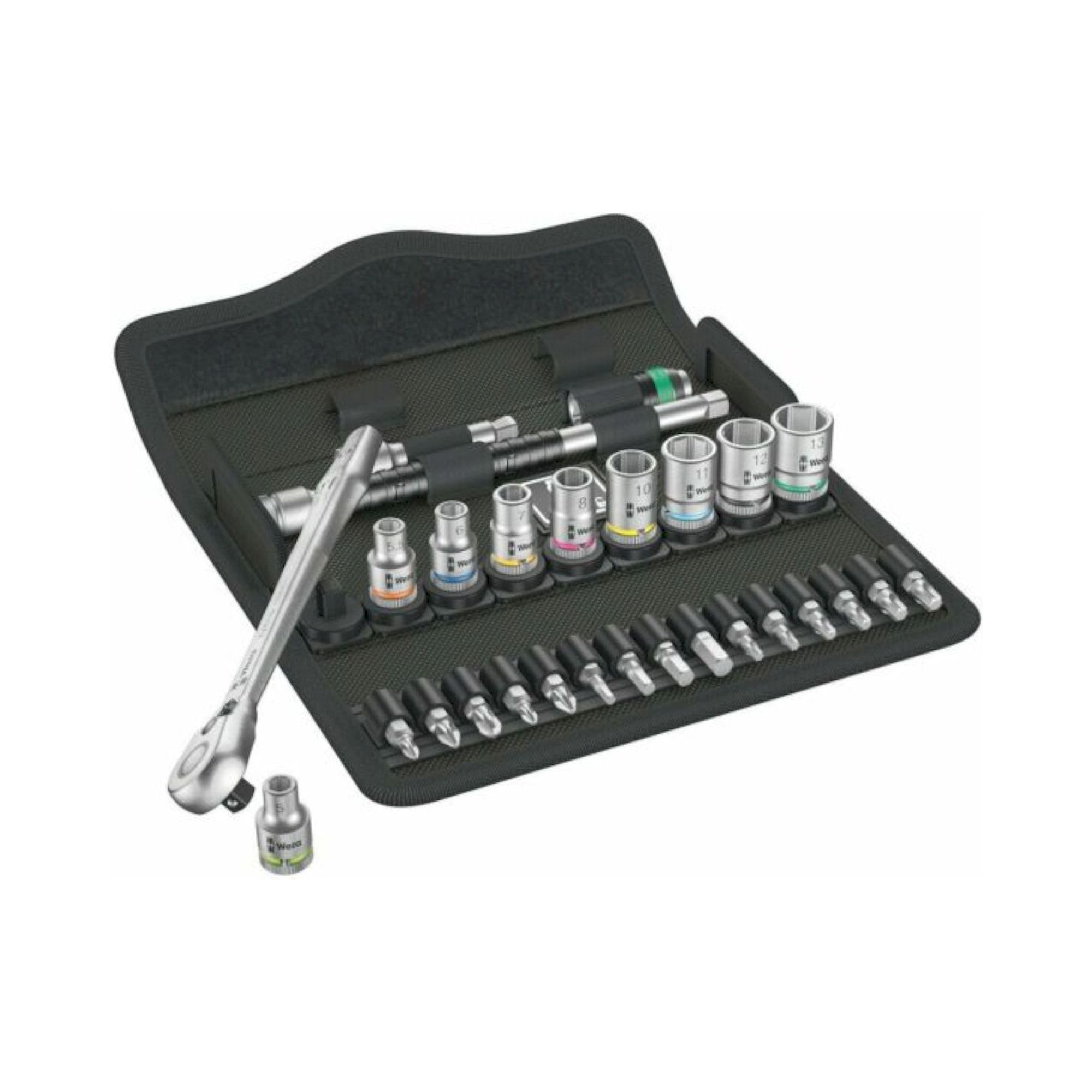 Wera 05004018001. Metal-Knarrensatz, Umschalthebel, 1/4"-Antrieb, metrisch, 28-teilig