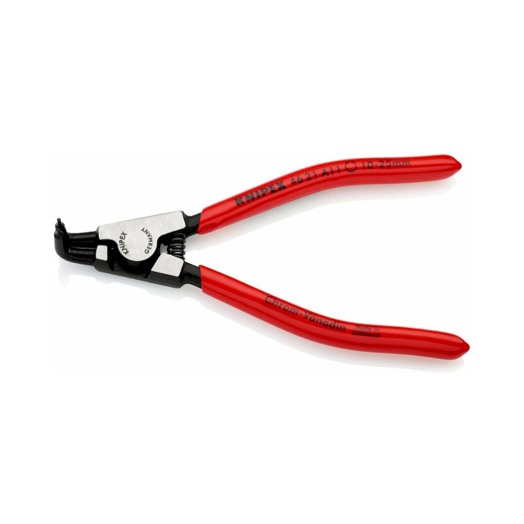 Knipex 46 21 A11 SB. Sicherungsringzange für Außenringe auf Wellen mit Kunststoff überzogen, Ø 10 – 25 mm, schwarz atramentiert, 125 mm (SB-Karte/Blister)