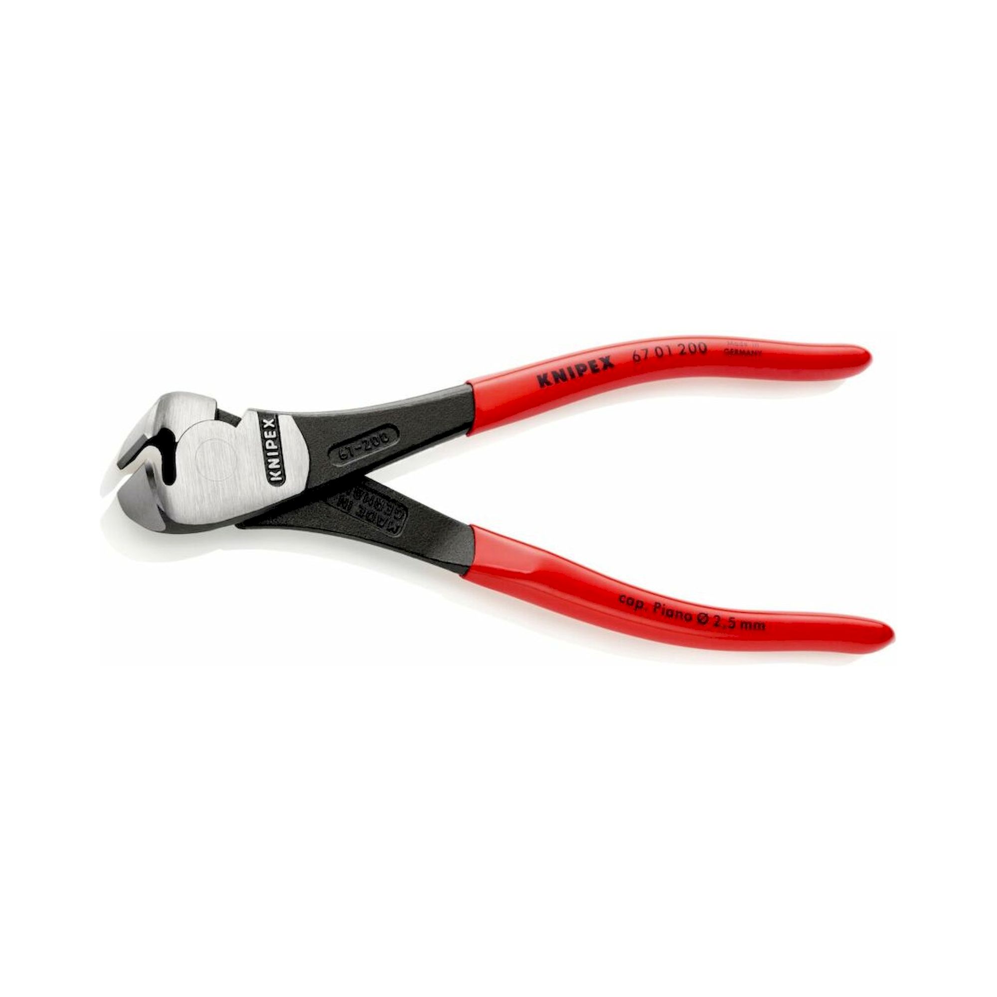 Knipex 67 01 200 SB. Kraft-Vornschneider mit Kunststoff überzogen, schwarz atramentiert, 200 mm (SB-Karte/Blister)