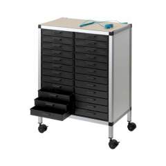 Licefa 8900032. Rollboy Double 340/40 ESD, 24 Schubladen, mit Arbeitsmatte, schwarz, 585 x 365 x 806 mm