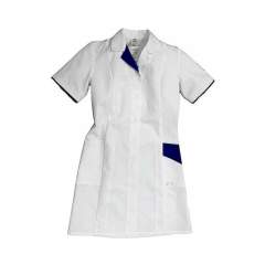 HB Schutzbekleidung 08005 48028 001 2004-S. ESD Arbeitsmantel CONDUCTEX, Damen, kurzarm, 135 g/m², weiß/blau, Größe S