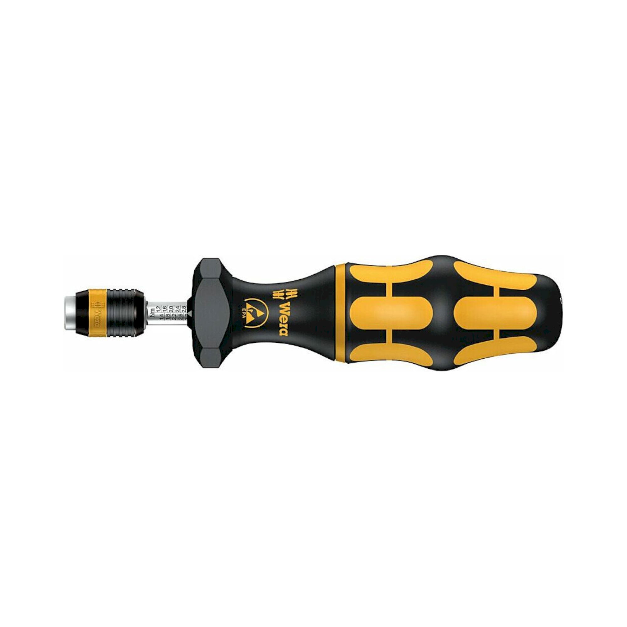 Wera 05074733001. ESD Drehmomentschraubendreher, einstellbar, Rapidaptor Schnellwechselfutter, 2,5-11,5 in. lbs.
