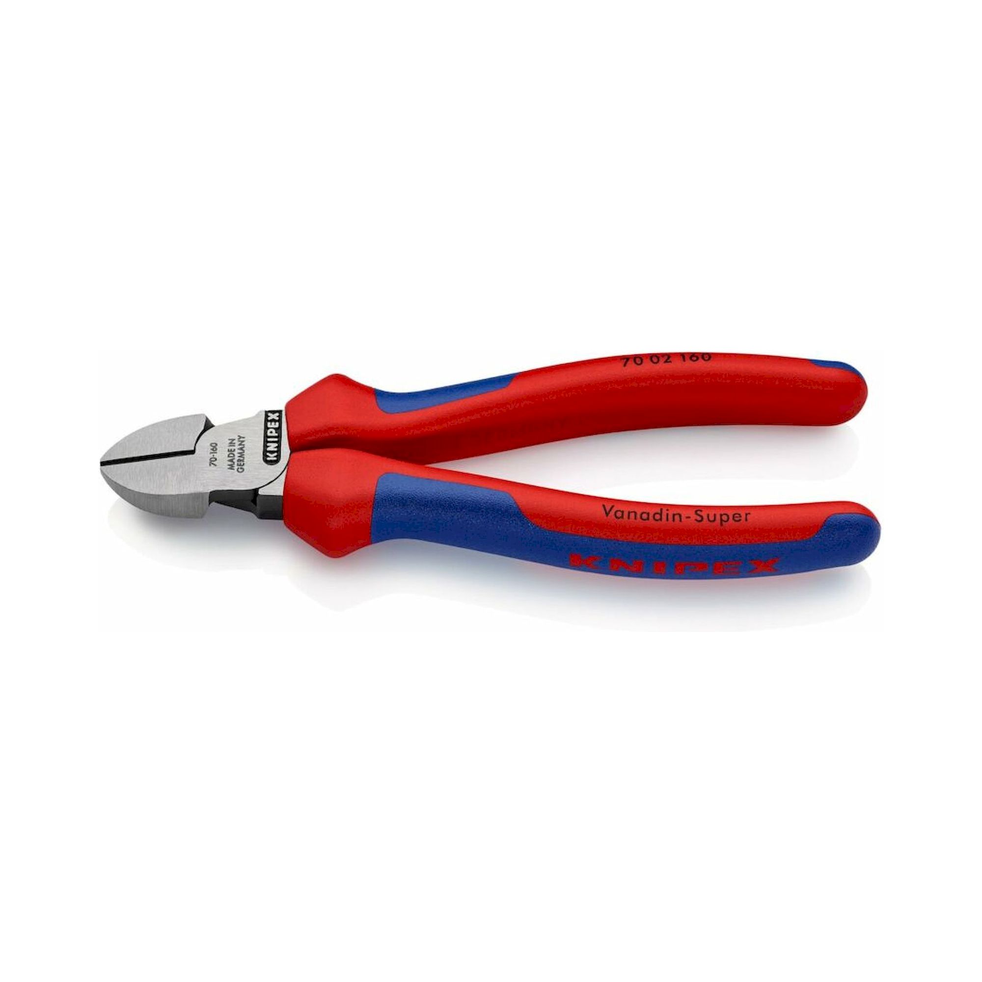 Knipex 70 02 160 SB. Seitenschneider mit Mehrkomponenten-Hüllen, schwarz atramentiert, 160 mm (SB-Karte/Blister)