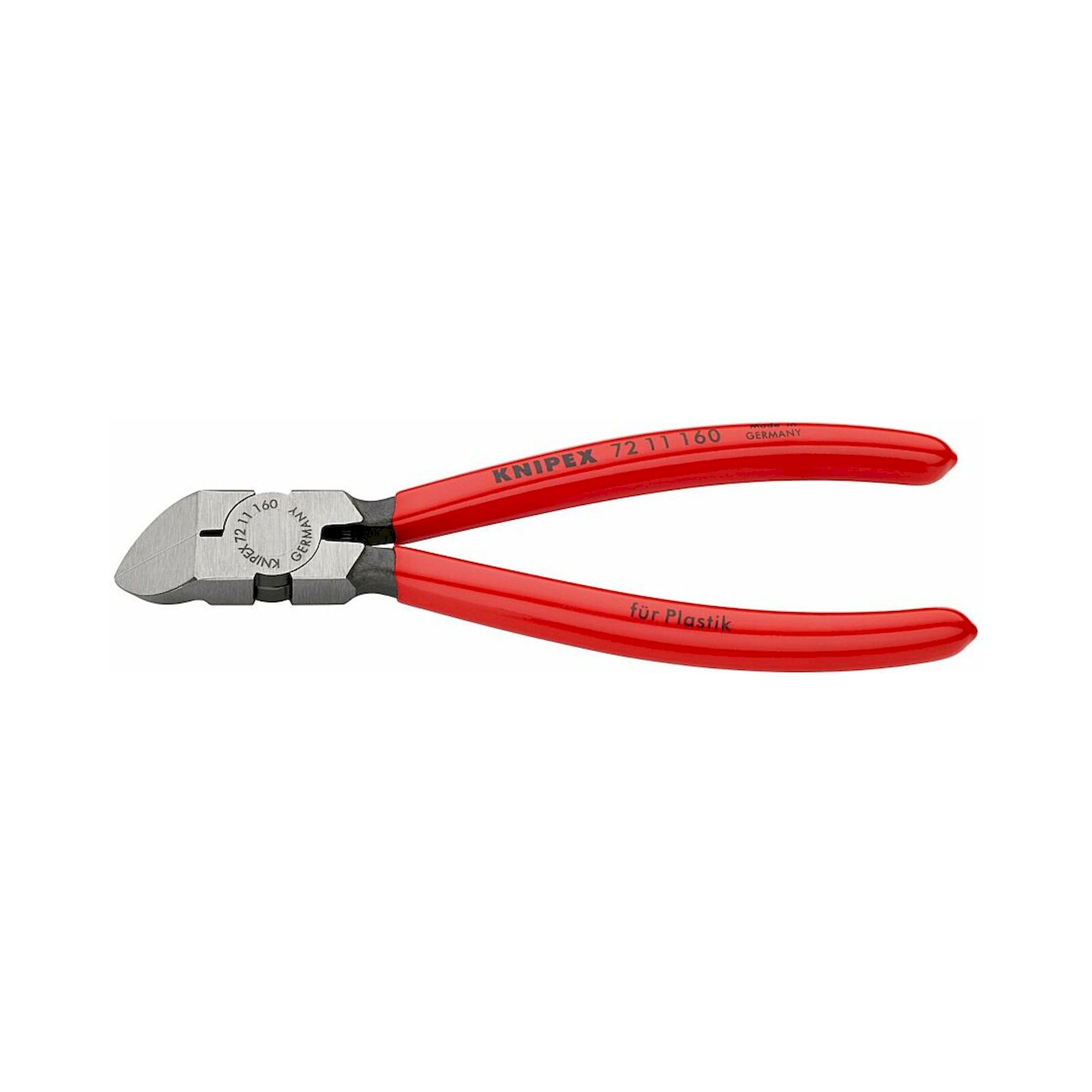 Knipex 72 11 160. Seitenschneider für Kunststoff, 45° gewinkelte Schneiden, 160 mm