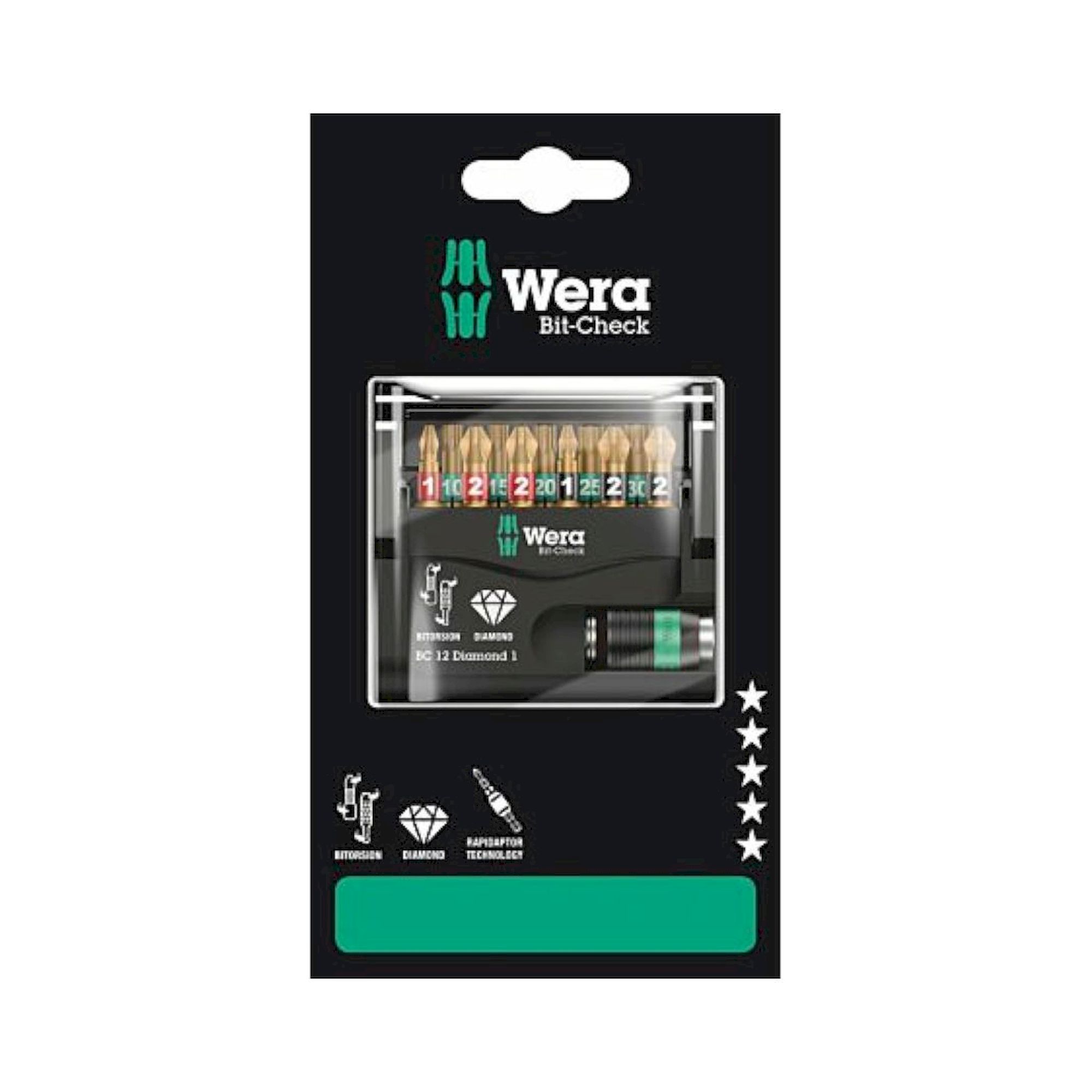 Wera 05136392001. Bit-Check 12 Diamond 1 SB, 12-teilig
