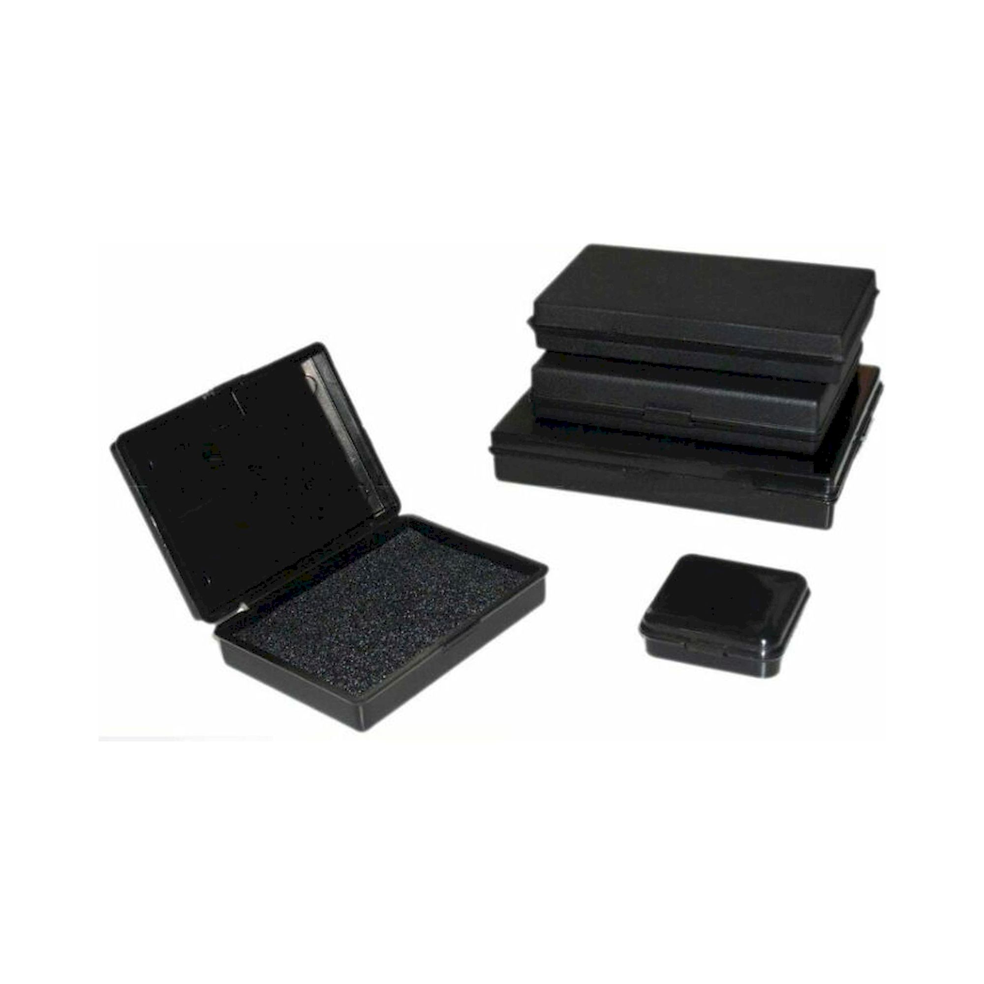 ESD-Kleinteilebehälter mit Klappdeckel, 227x125x20 mm, schwarz