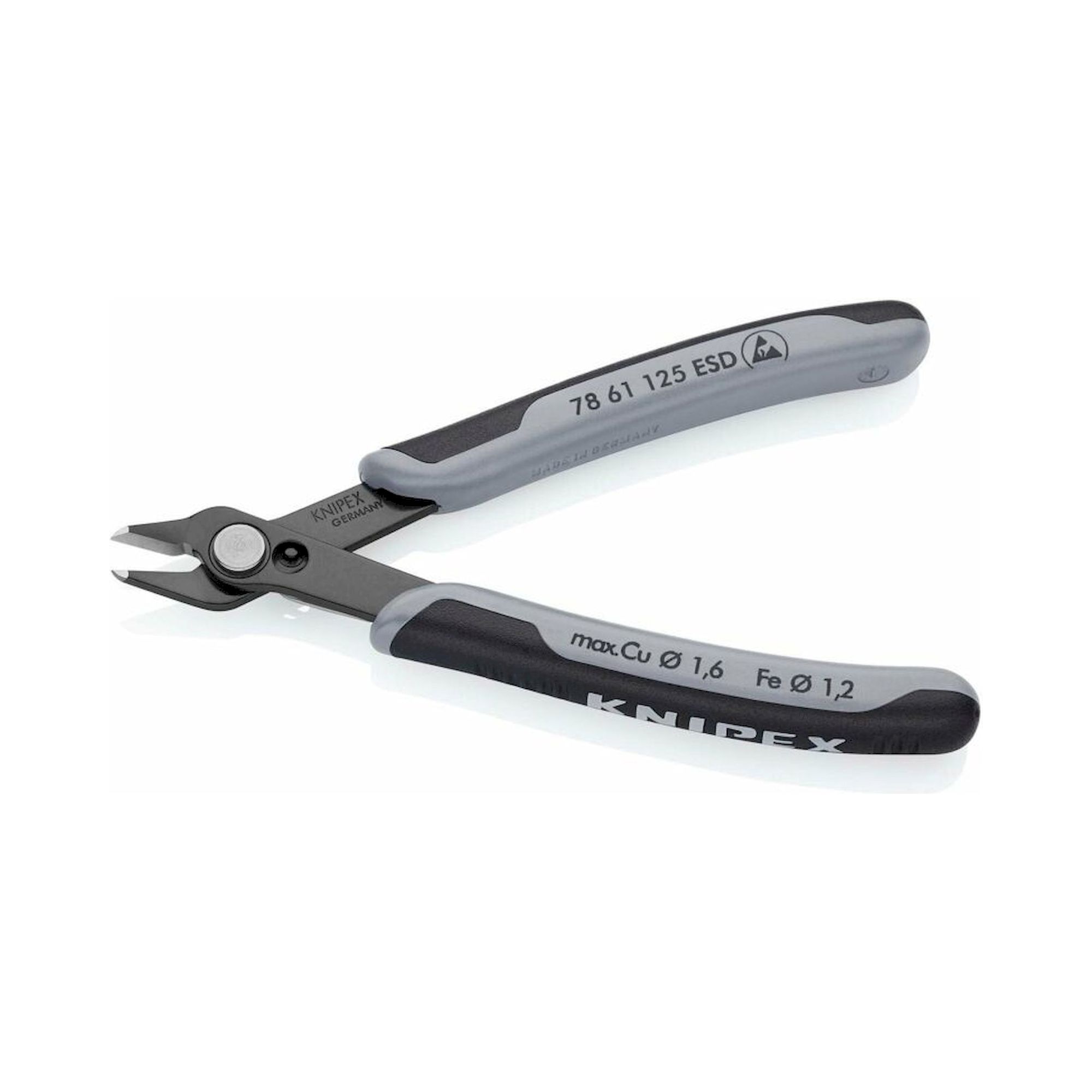 Knipex 78 61 125 ESDSB. Electronic Super Knips® ESD mit Mehrkomponenten-Hüllen, brüniert, 125 mm (SB-Karte/Blister)