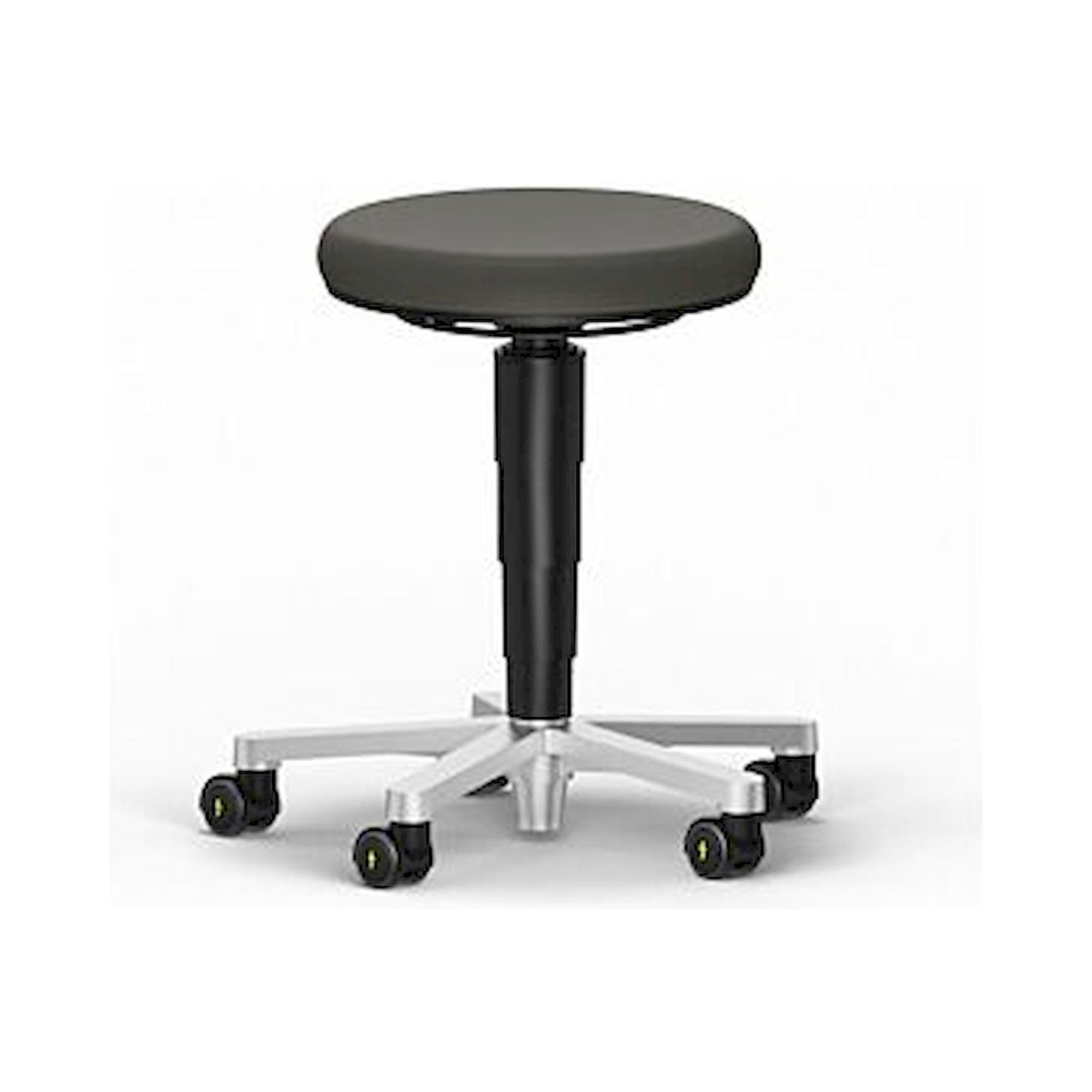 Bimos 9463E-CP01. ESD Hocker 2, mit Rollen, Supertec schwarz, Farbring schwarz