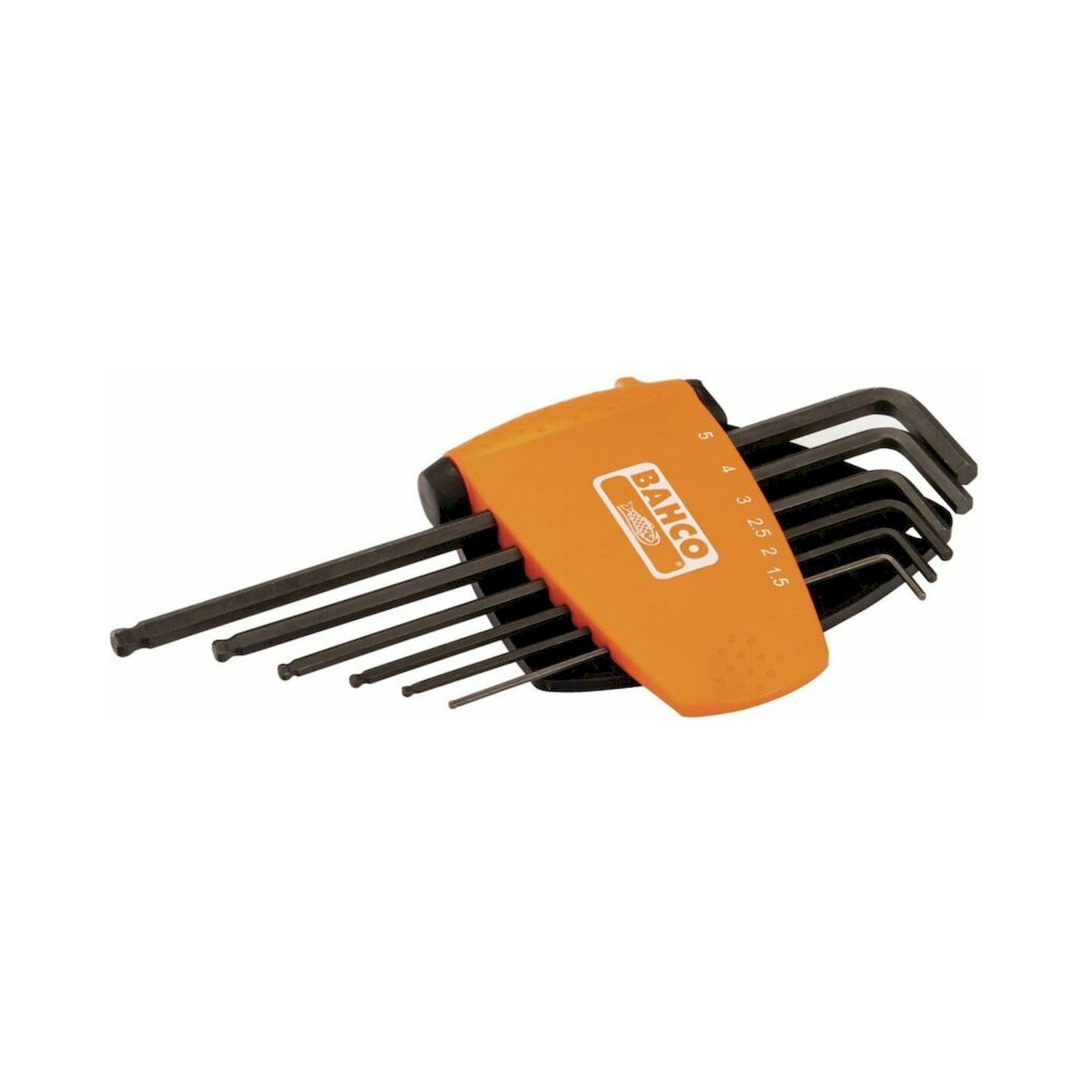 Bahco BE-9676. Offset screwdriver set with ball end, hexagon, phosphated, metric, long version, 6 pieces