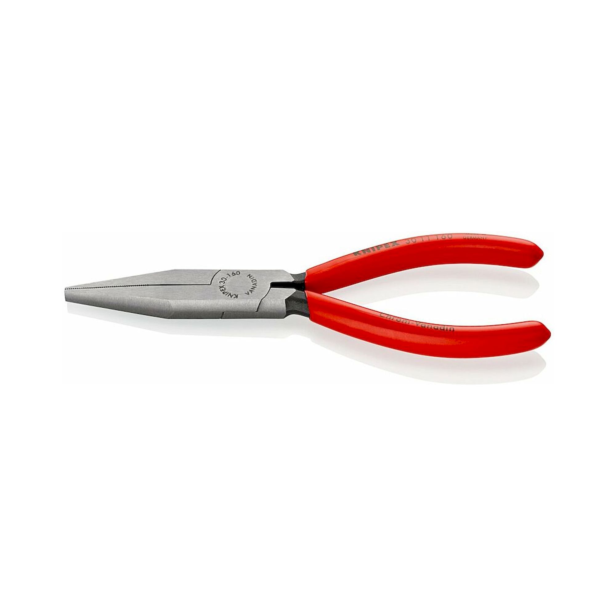 Knipex 30 11 160 SB. Langbeckzange mit Kunststoff überzogen, Spitzendicke: 4 mm, schwarz atramentiert, 160 mm (SB-Karte/Blister)