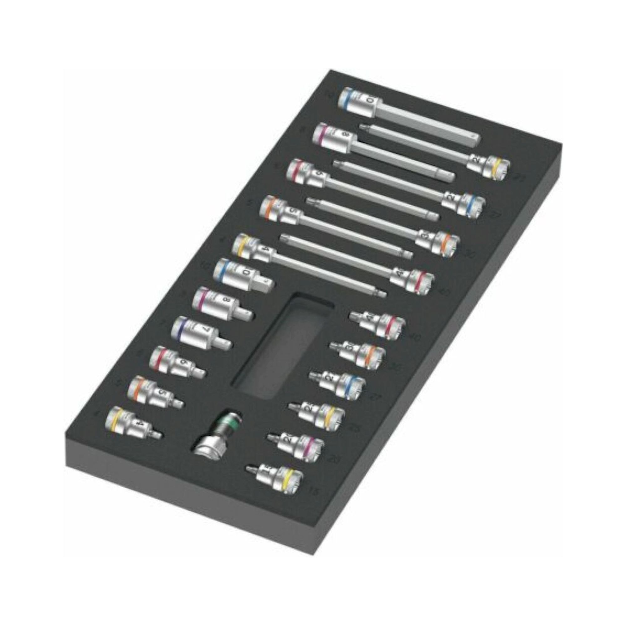 Wera 05150113001. Schaumstoffeinlage Zyklop B 3/8" Bitnuss Set 1, 22-teilig