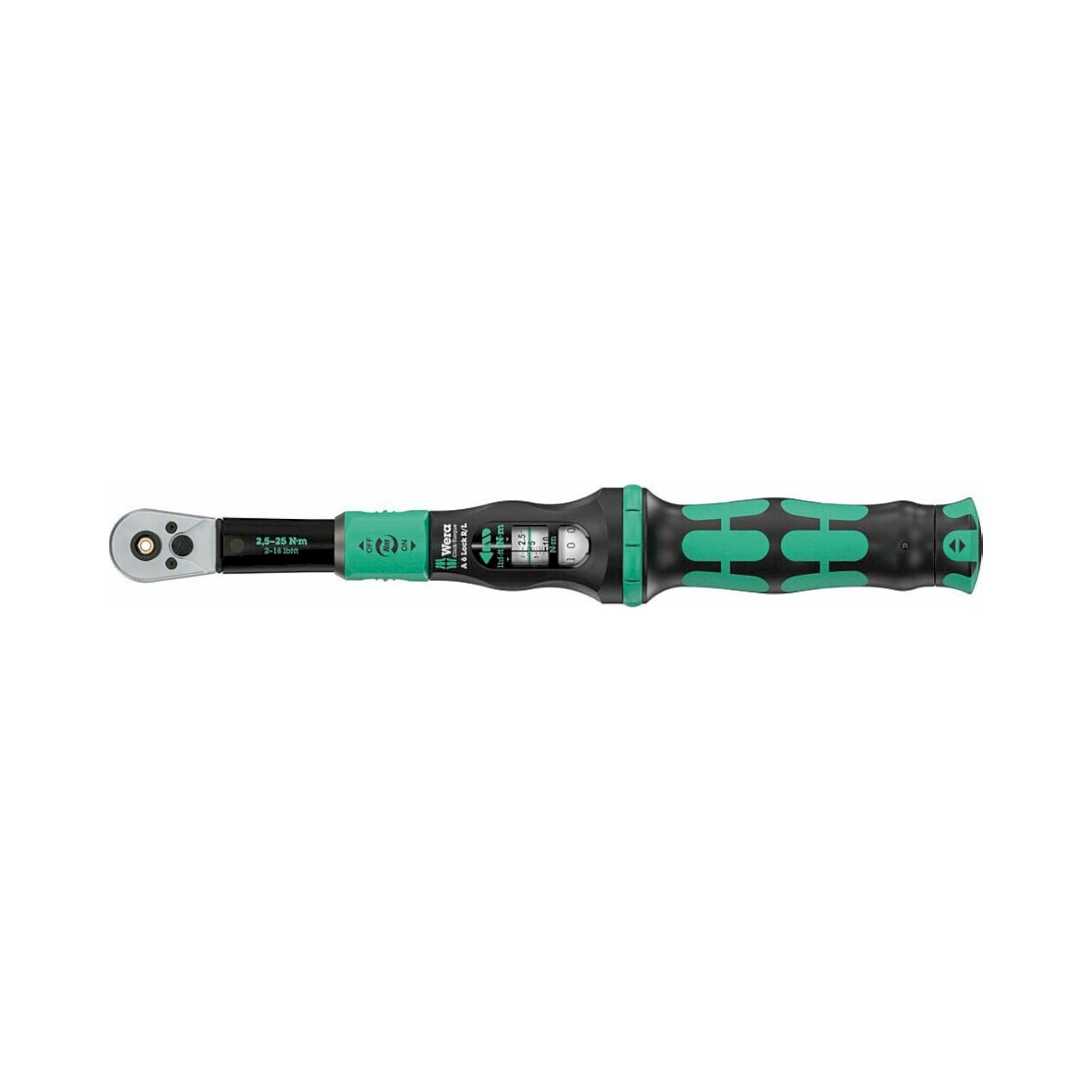 Wera 05075694001. Drehmomentschlüssel, einstellbar, Torque Lock Funktion, durchgehende Bit-Aufnahme (1/4"), 2,5-25 Nm