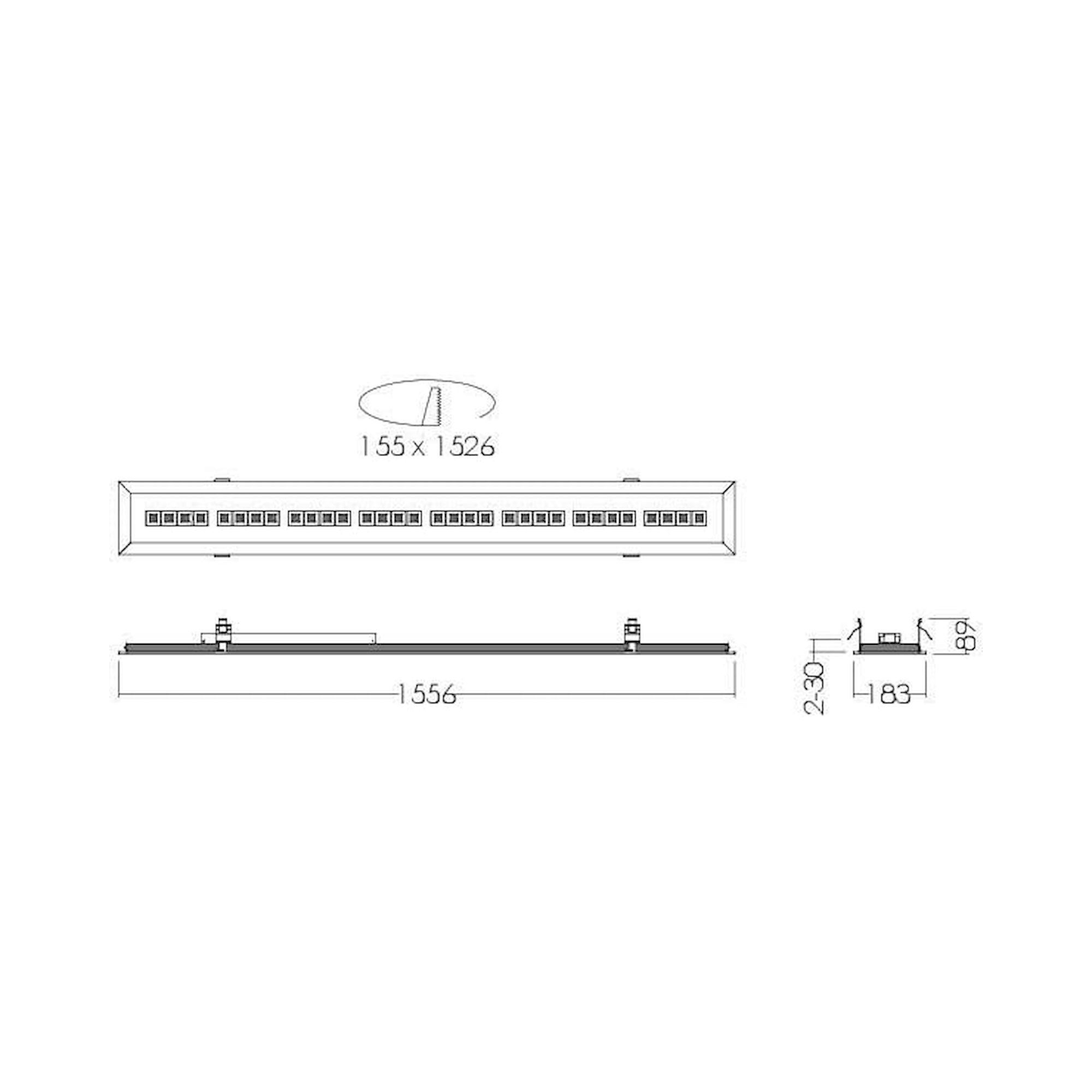 Glamox CREP-R155x1526 luminaire encastré, 4200 lm, 4000 K, commutable