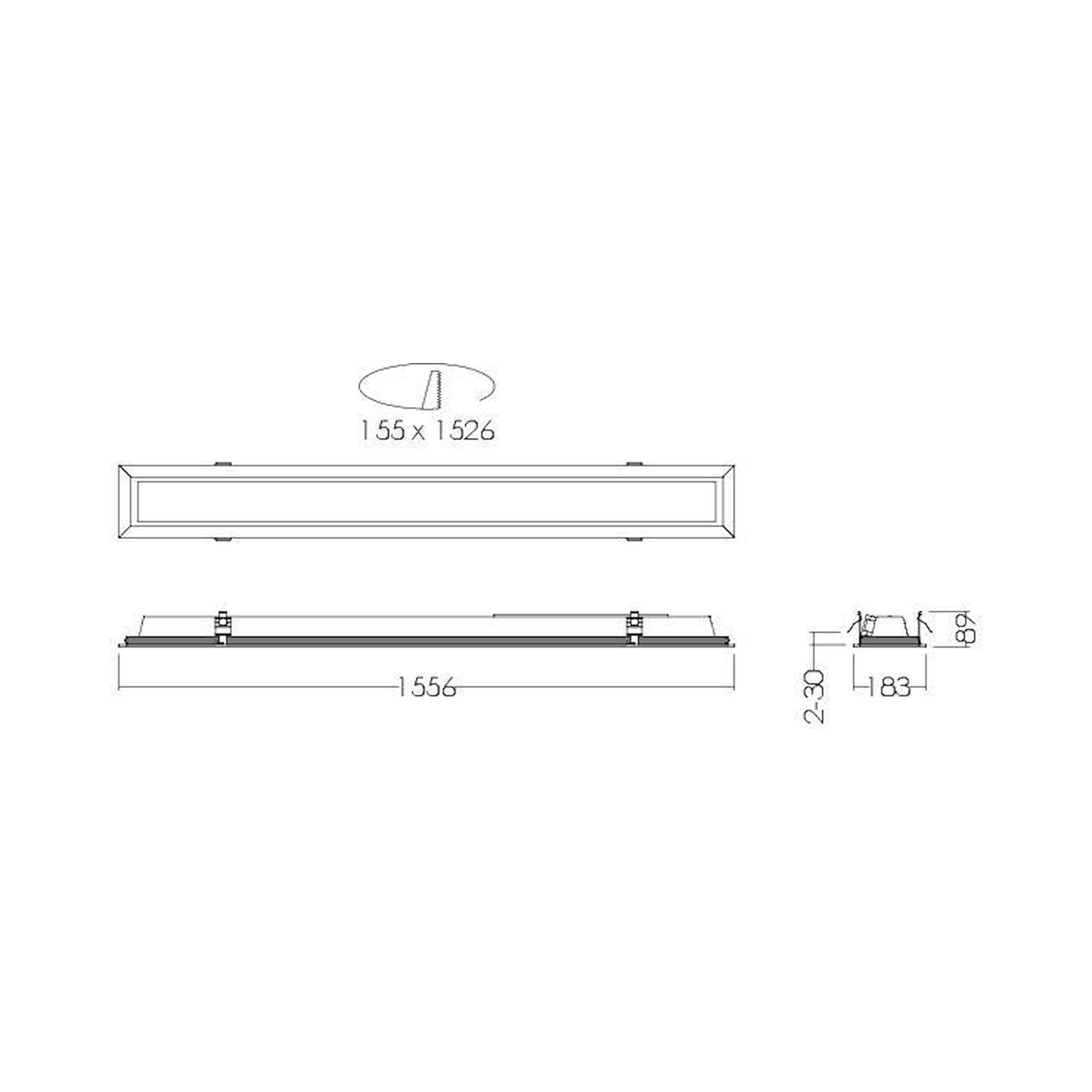 Glamox CREP-R155x1526 luminaire encastré, 3100 lm, 4000 K, commutable