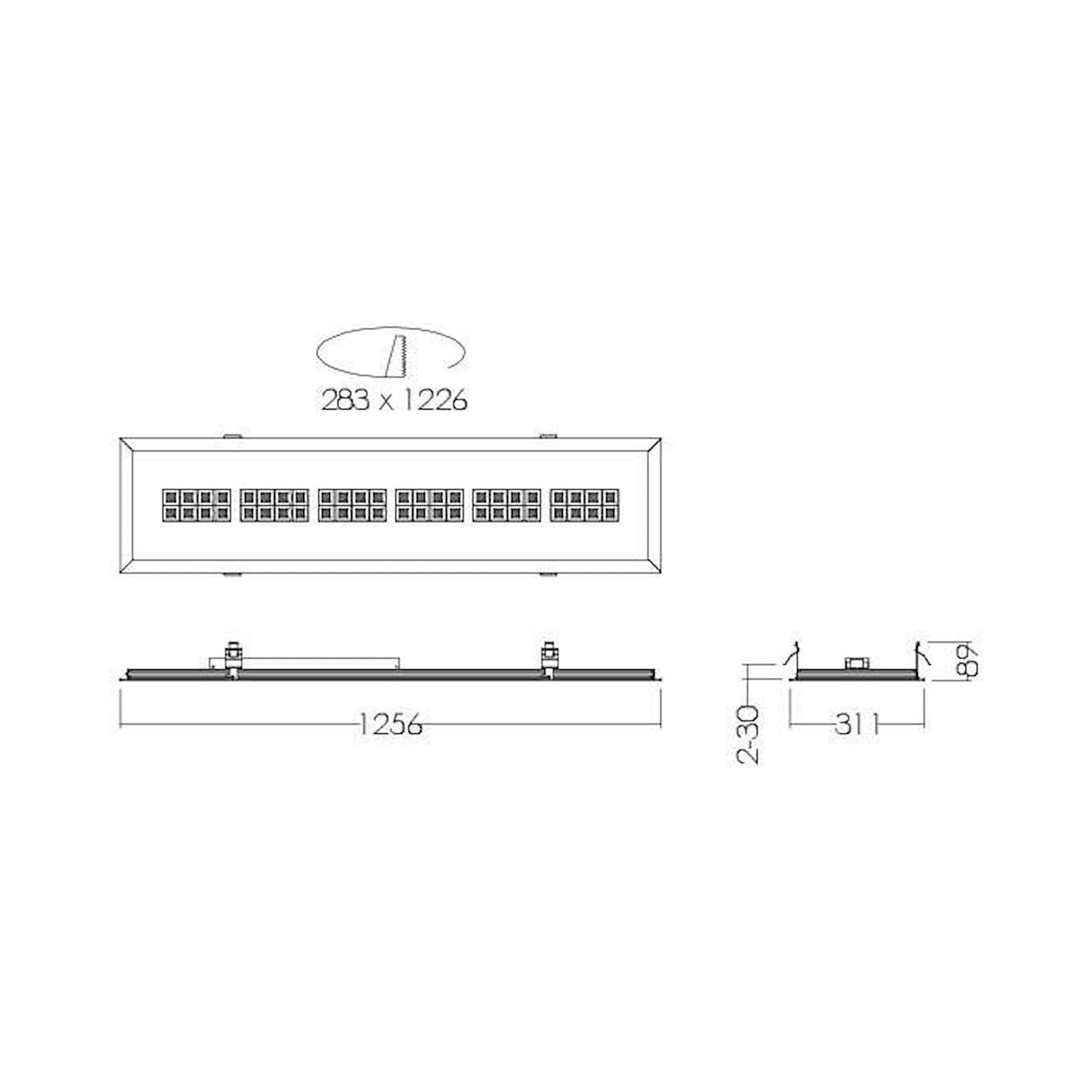 Glamox CREP-R283x1226 luminaire encastré, 6000 lm, 4000 K, commutable