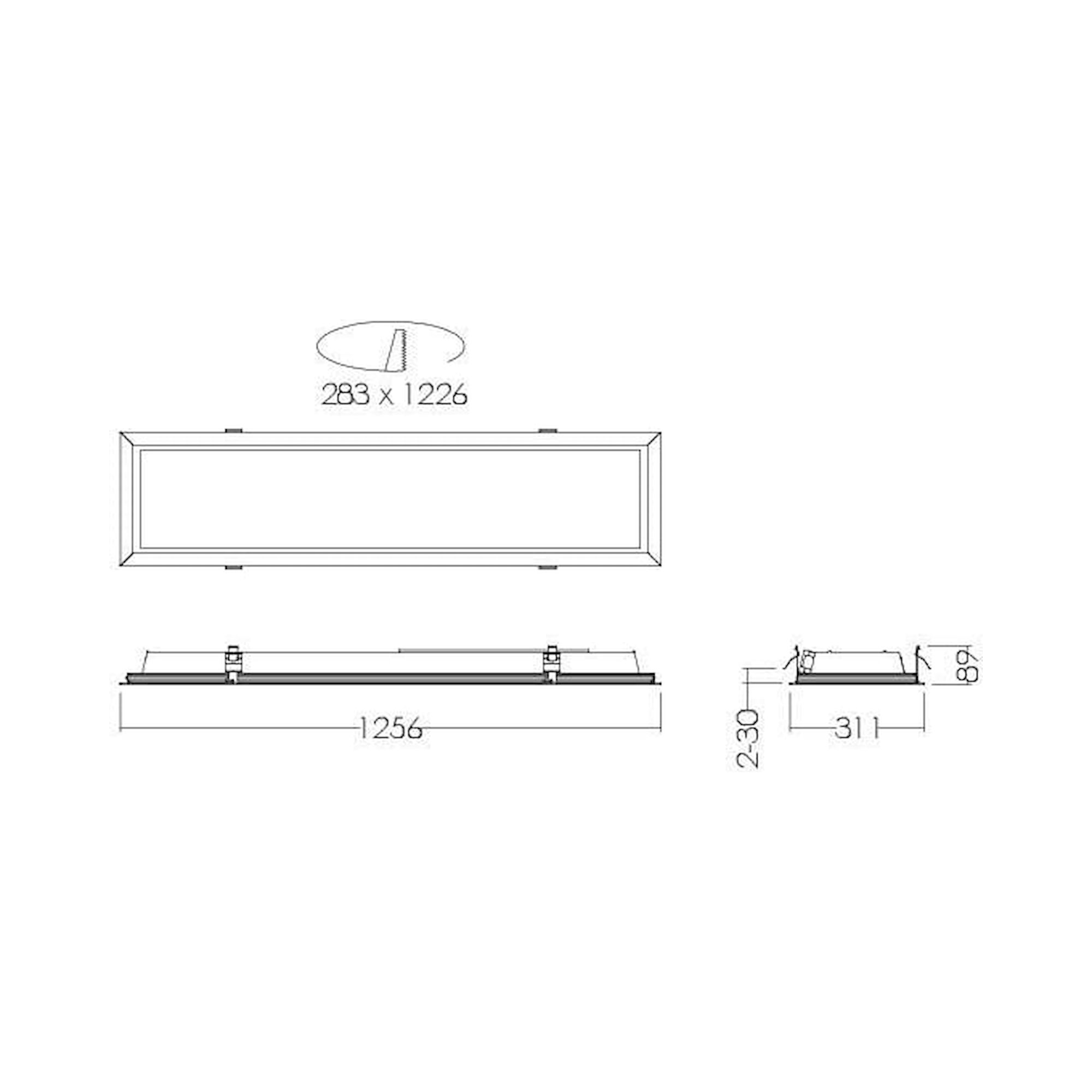 Glamox CREP-R283x1226 luminaire encastré, 5200 lm, 4000 K, commutable