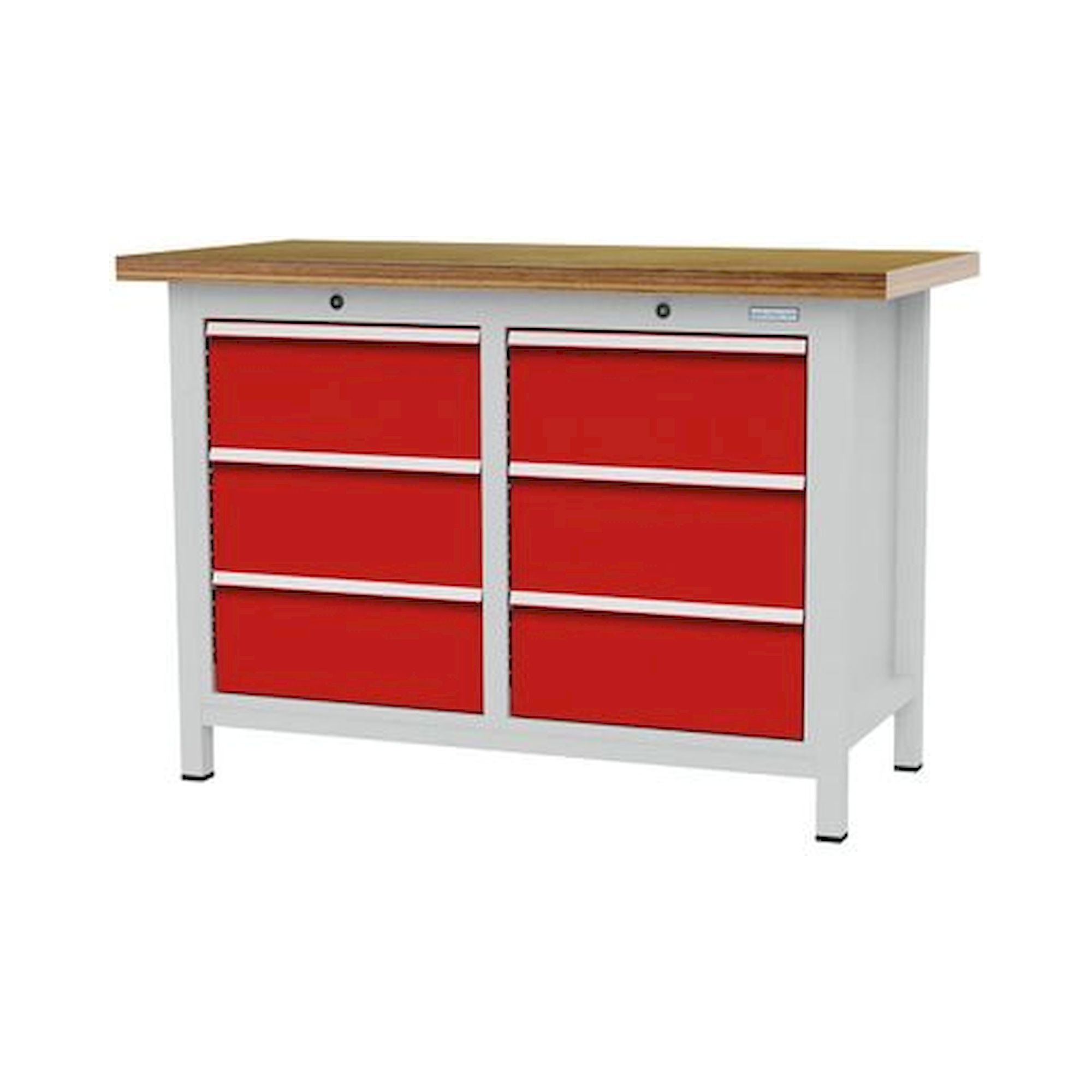 Bedrunka+Hirth 03T512H60150. Kastenwerkbank, Tiefe 600 mm, R 18-16, Schubladenanzahl: 6
