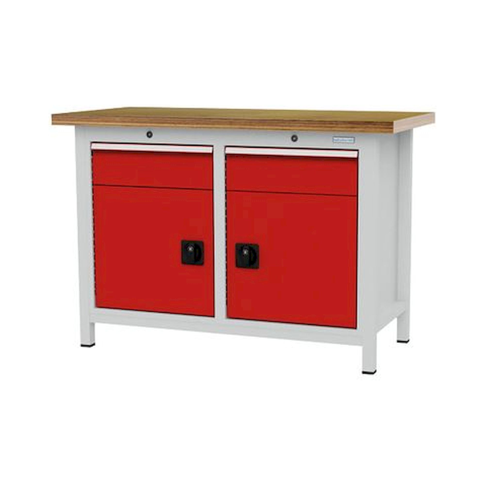 Bedrunka+Hirth 03T512H60450. Kastenwerkbank, Tiefe 600 mm, R 18-16, Schubladenanzahl: 2, 2xFlügeltüren